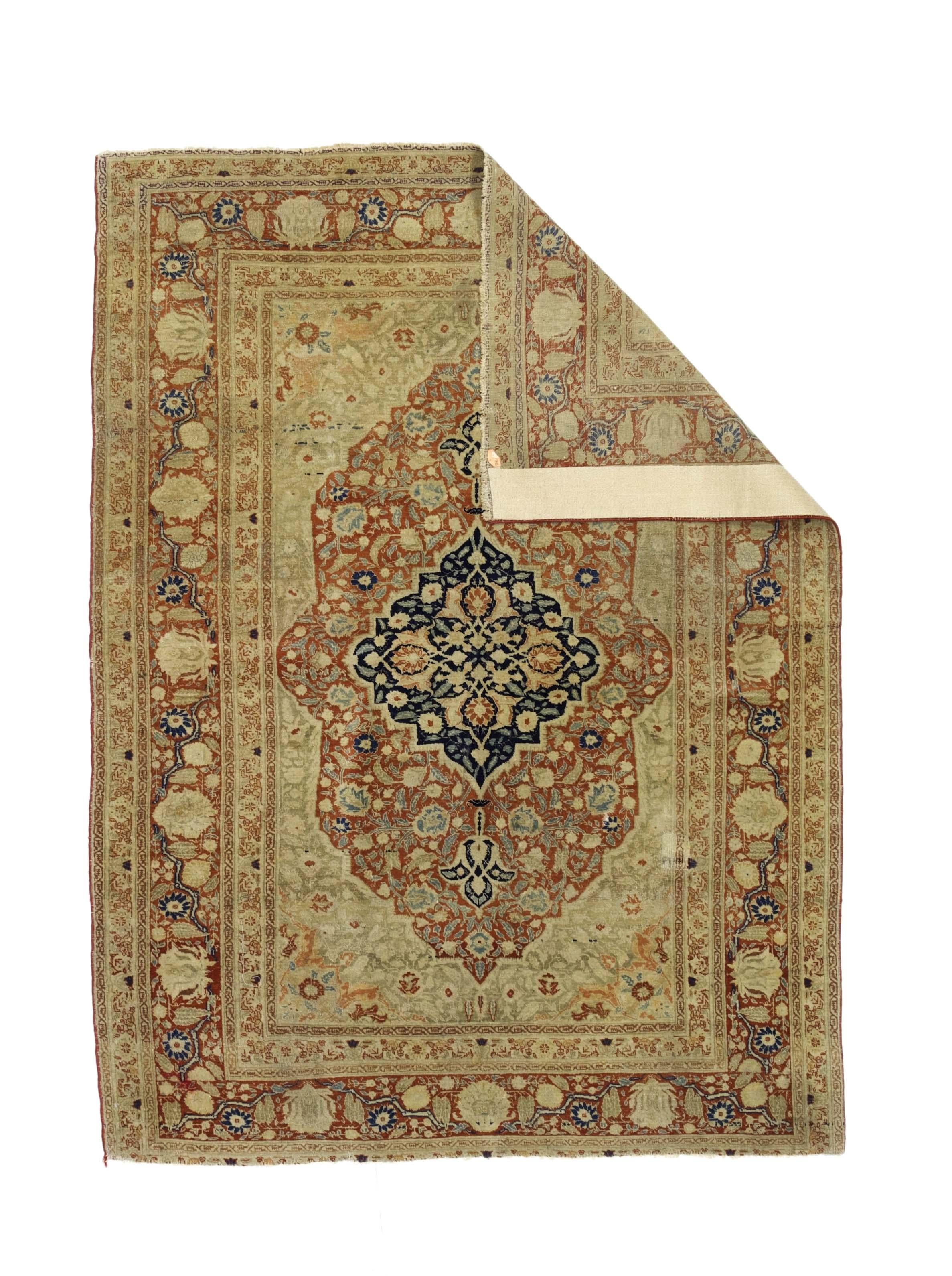 Antiker Mohtasham Kashan Teppich 4'3