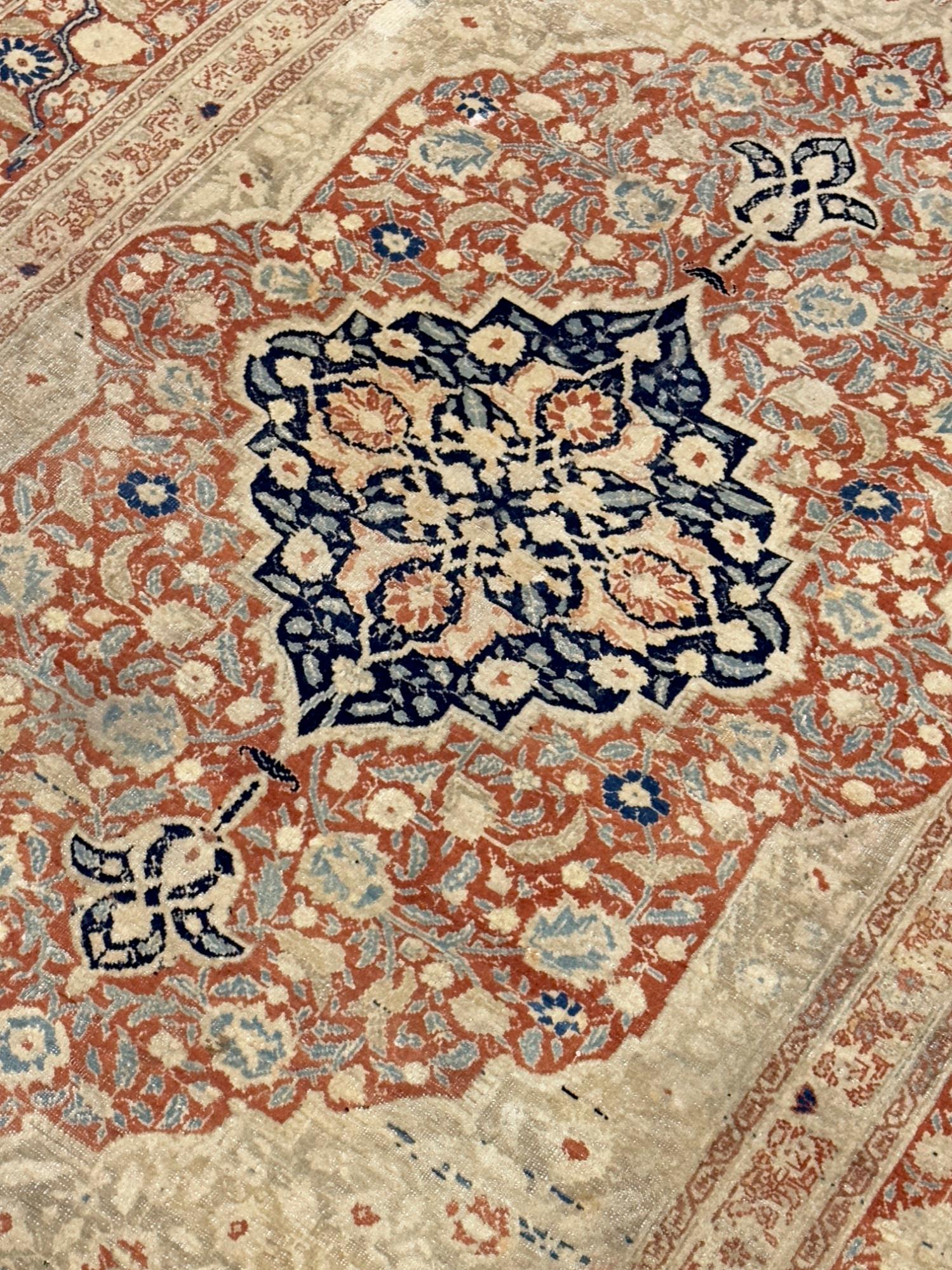 Antiker Mohtasham Kashan Teppich 4'3
