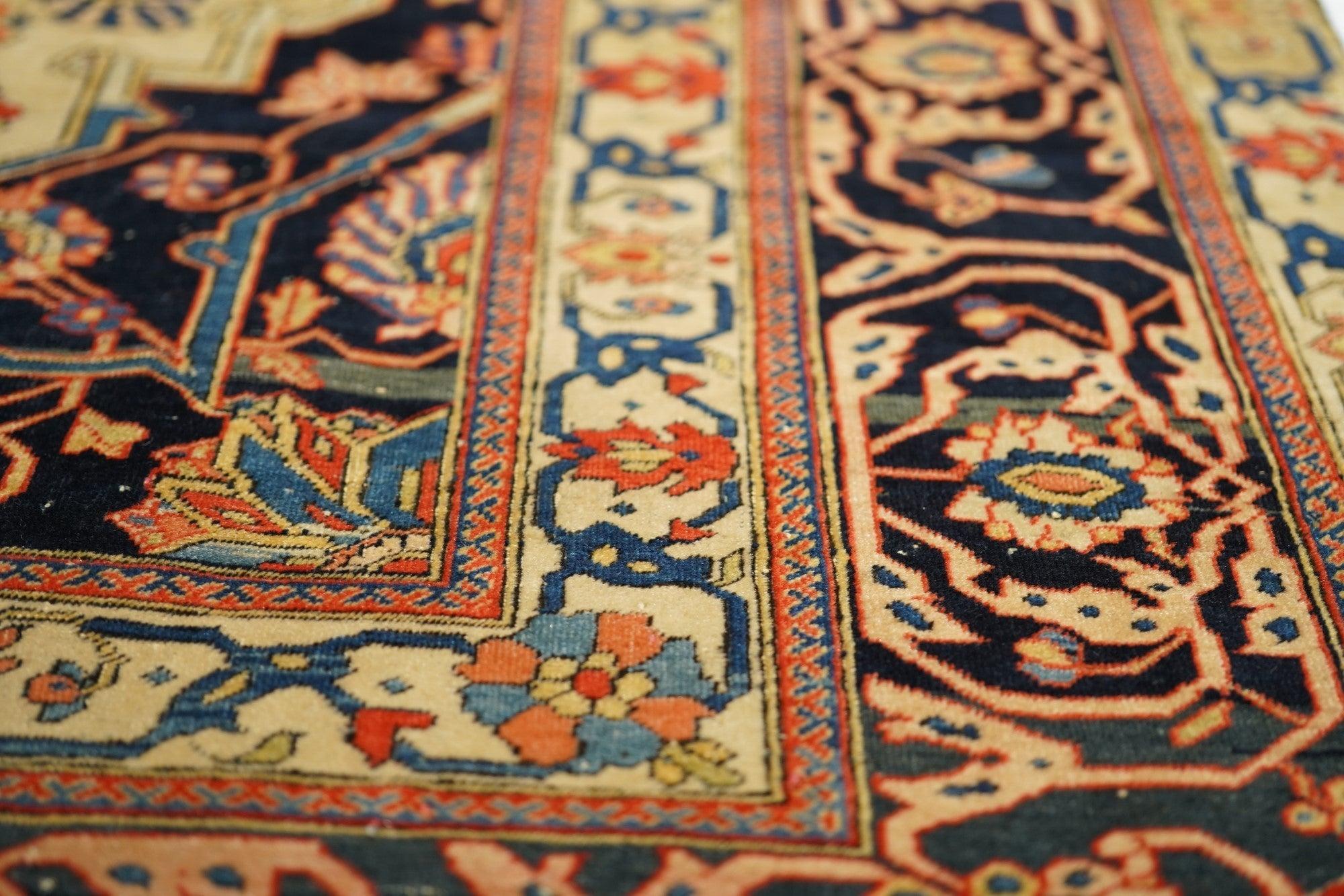 Wool Antique Mohtasham Kashan Rug 4'3'' x 6'8'' For Sale