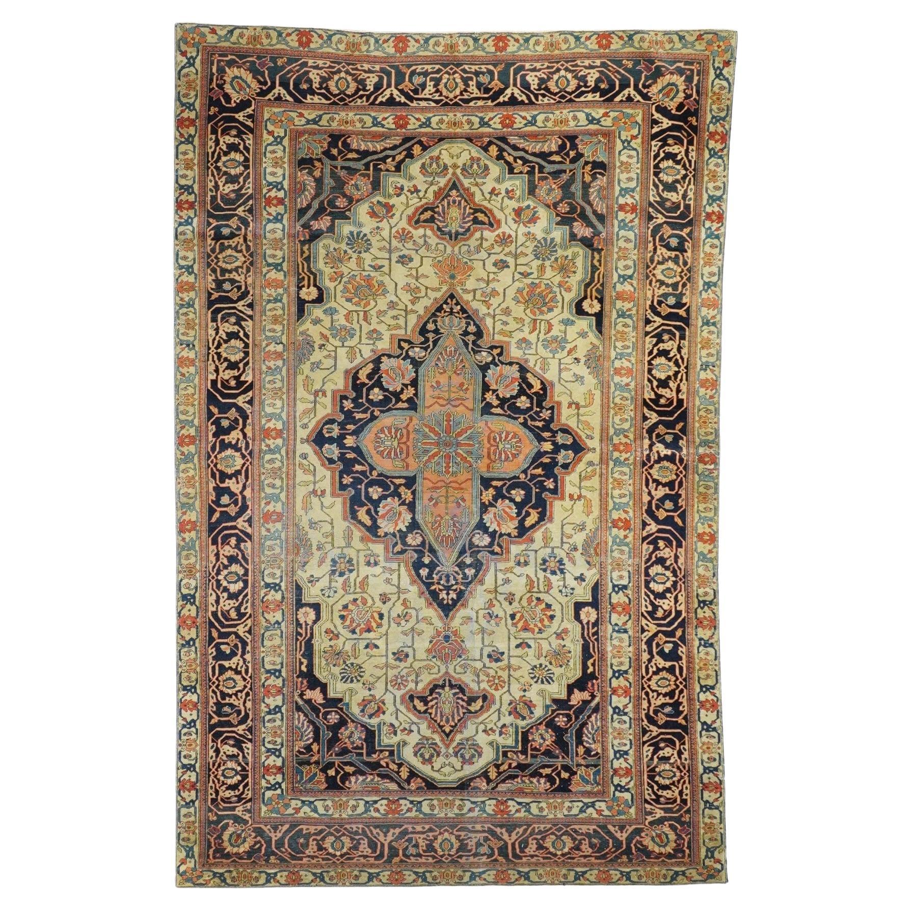 Alfombra antigua Mohtasham Kashan 4'3'' x 6'8''
