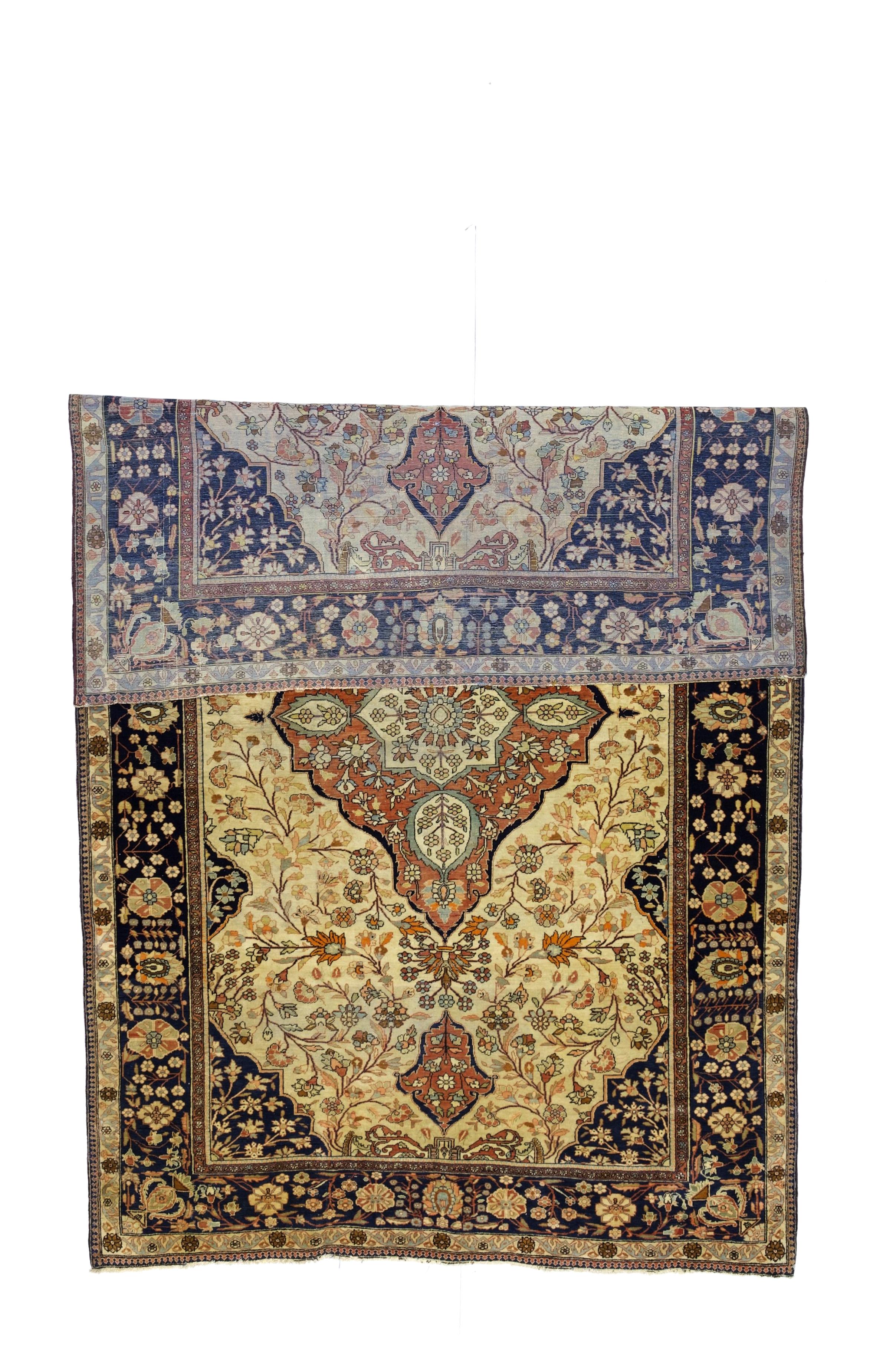 Antique Mohtasham Kashan Rug 4’4” x 6’10