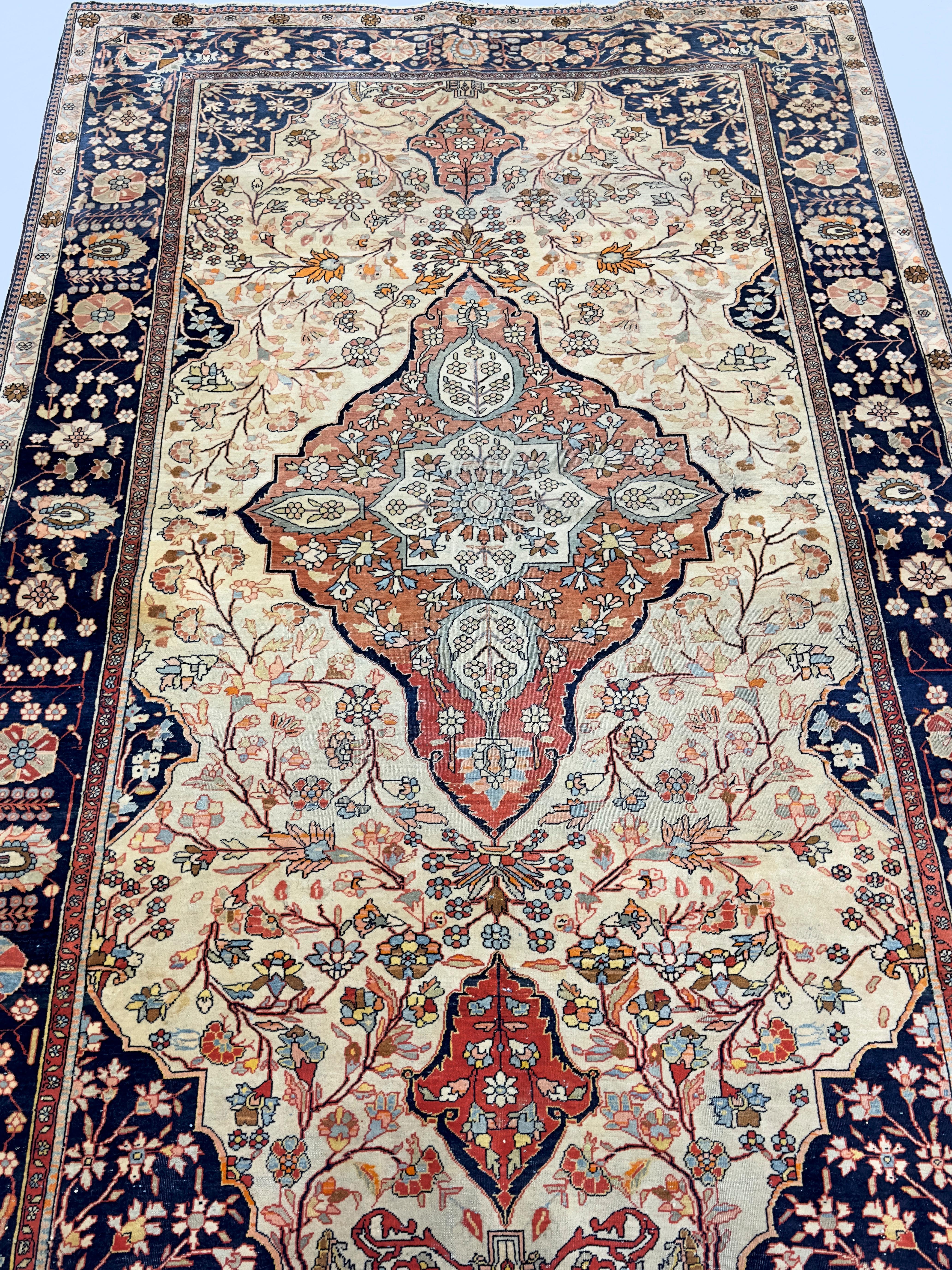 Antique Mohtasham Kashan Rug 4’4” x 6’10