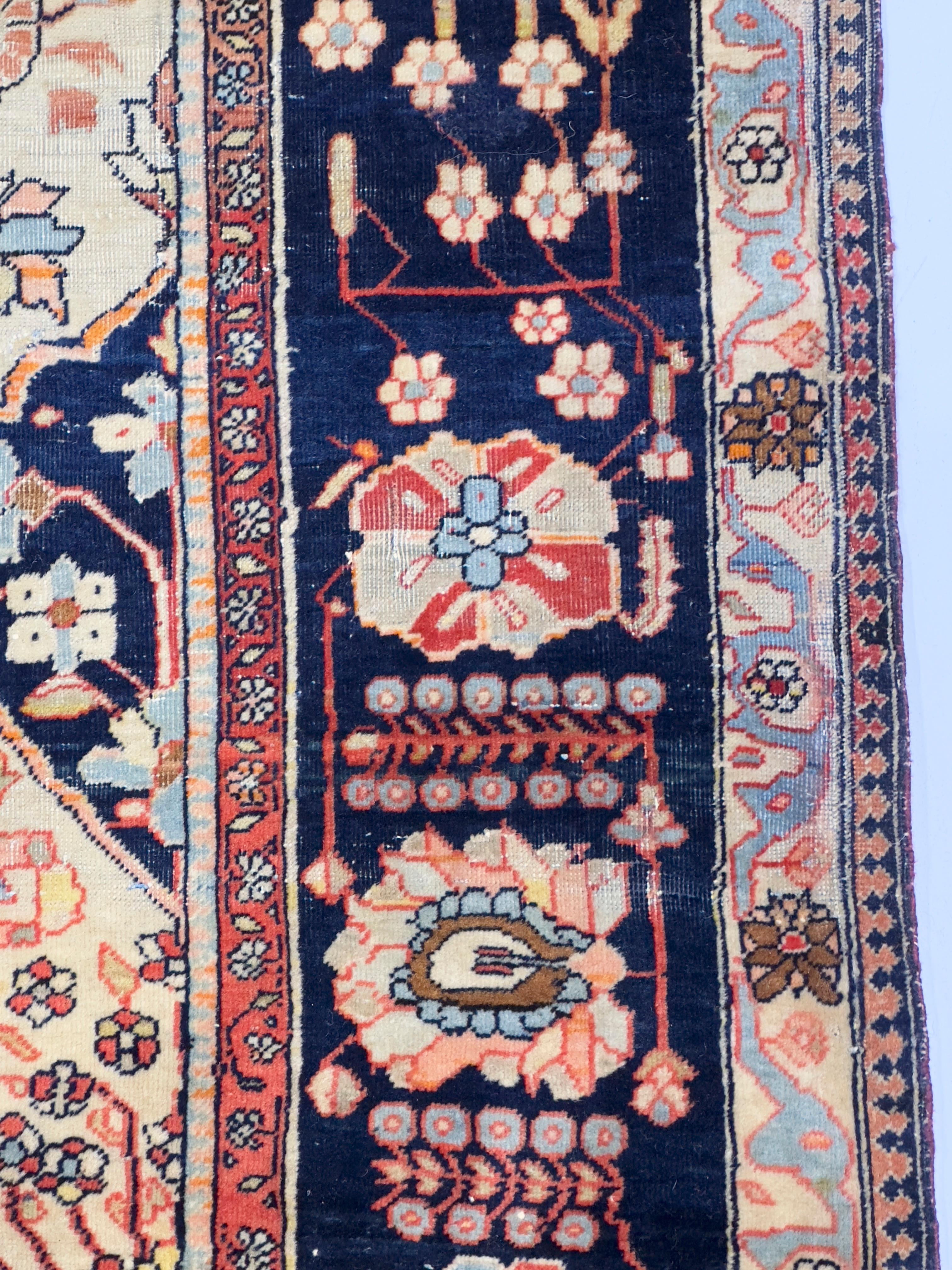Wool Antique Mohtasham Kashan Rug 4’4” x 6’10