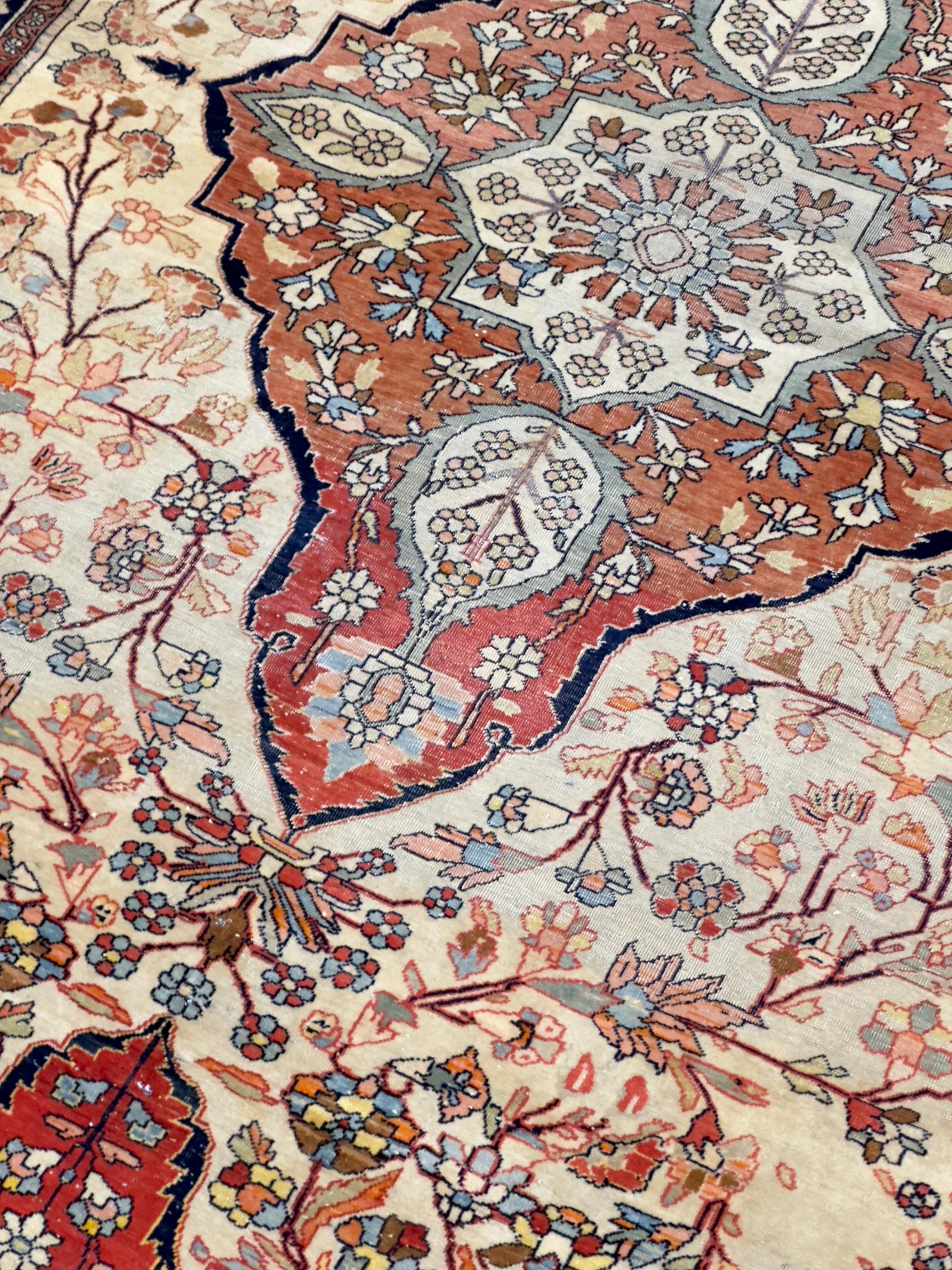 Antique Mohtasham Kashan Rug 4’4” x 6’10