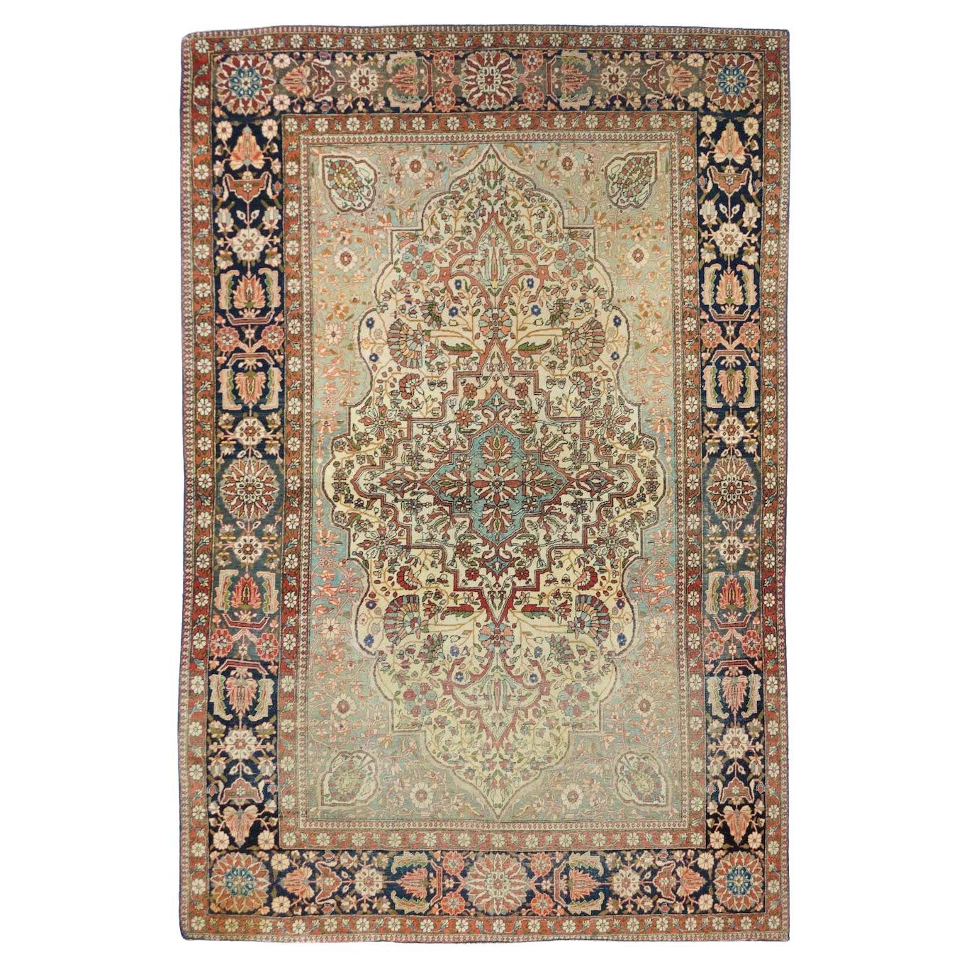 Antique Mohtasham Kashan Rug 4'4'' x 6'11''
