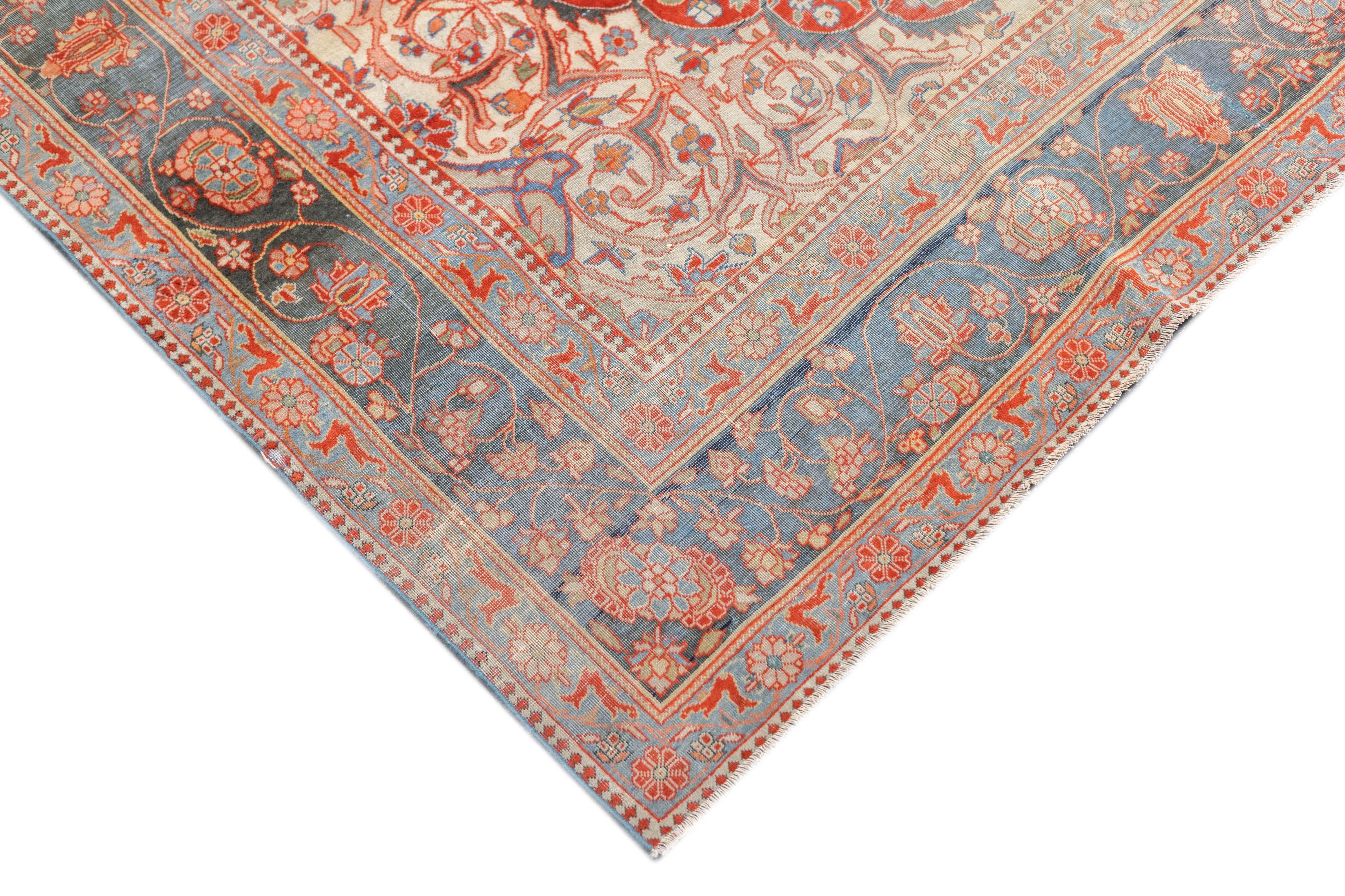 Antiker Mohtasham Kashan-Teppich 4'4'' x 6'5'' (Handgeknüpft) im Angebot