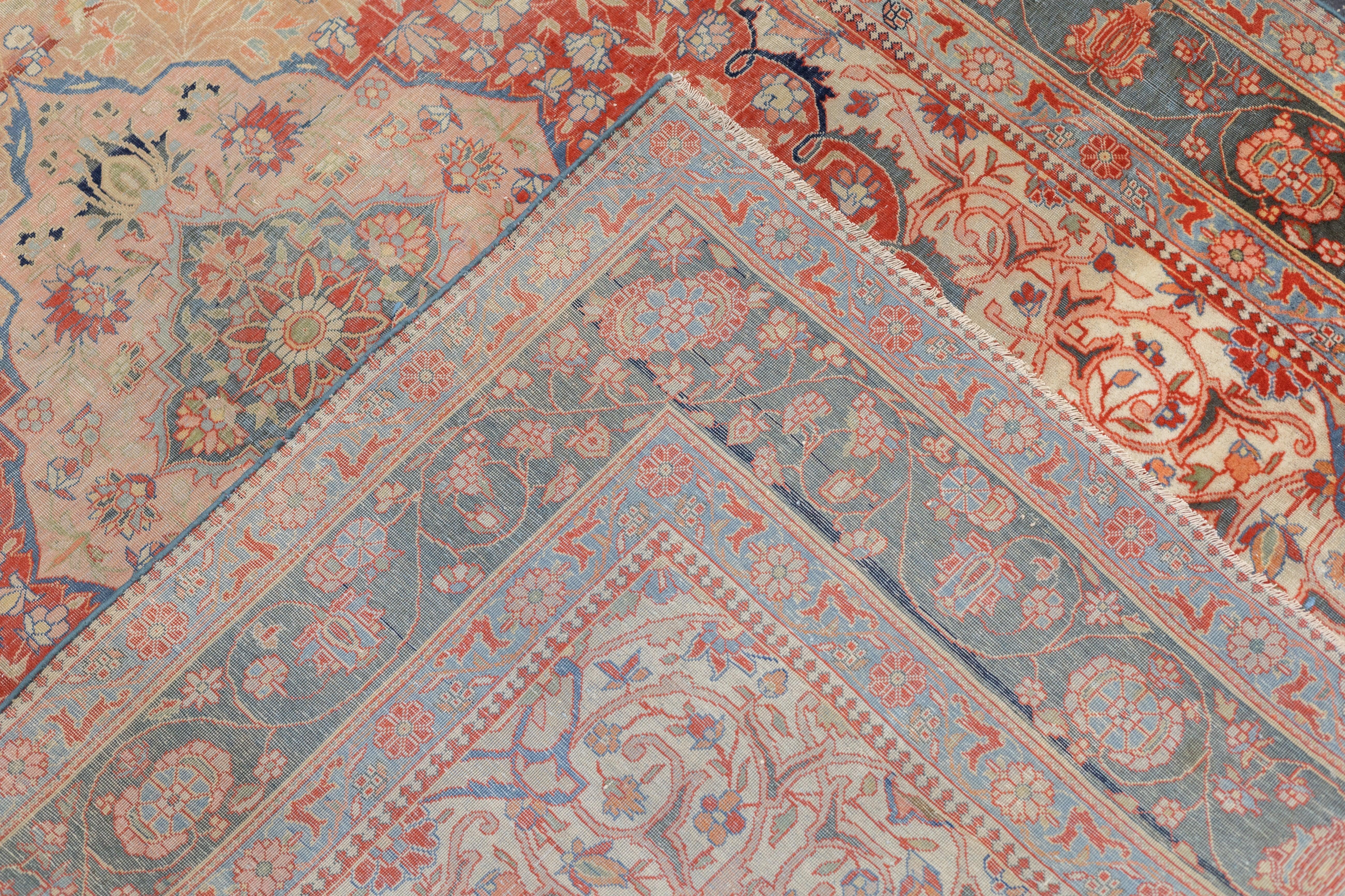 Antiker Mohtasham Kashan-Teppich 4'4'' x 6'5'' im Angebot 3