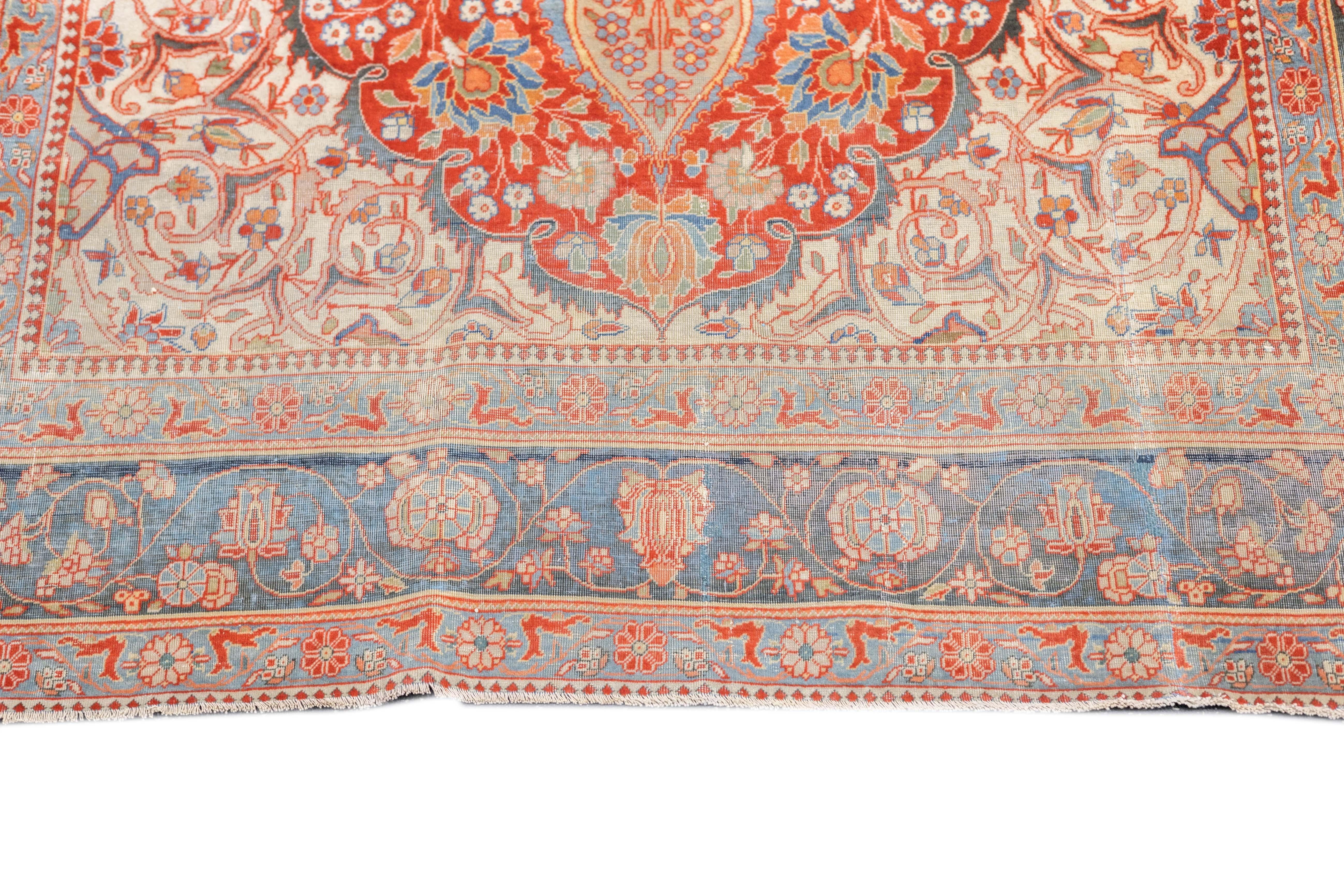 Antiker Mohtasham Kashan-Teppich 4'4'' x 6'5'' im Zustand „Gut“ im Angebot in New York, NY