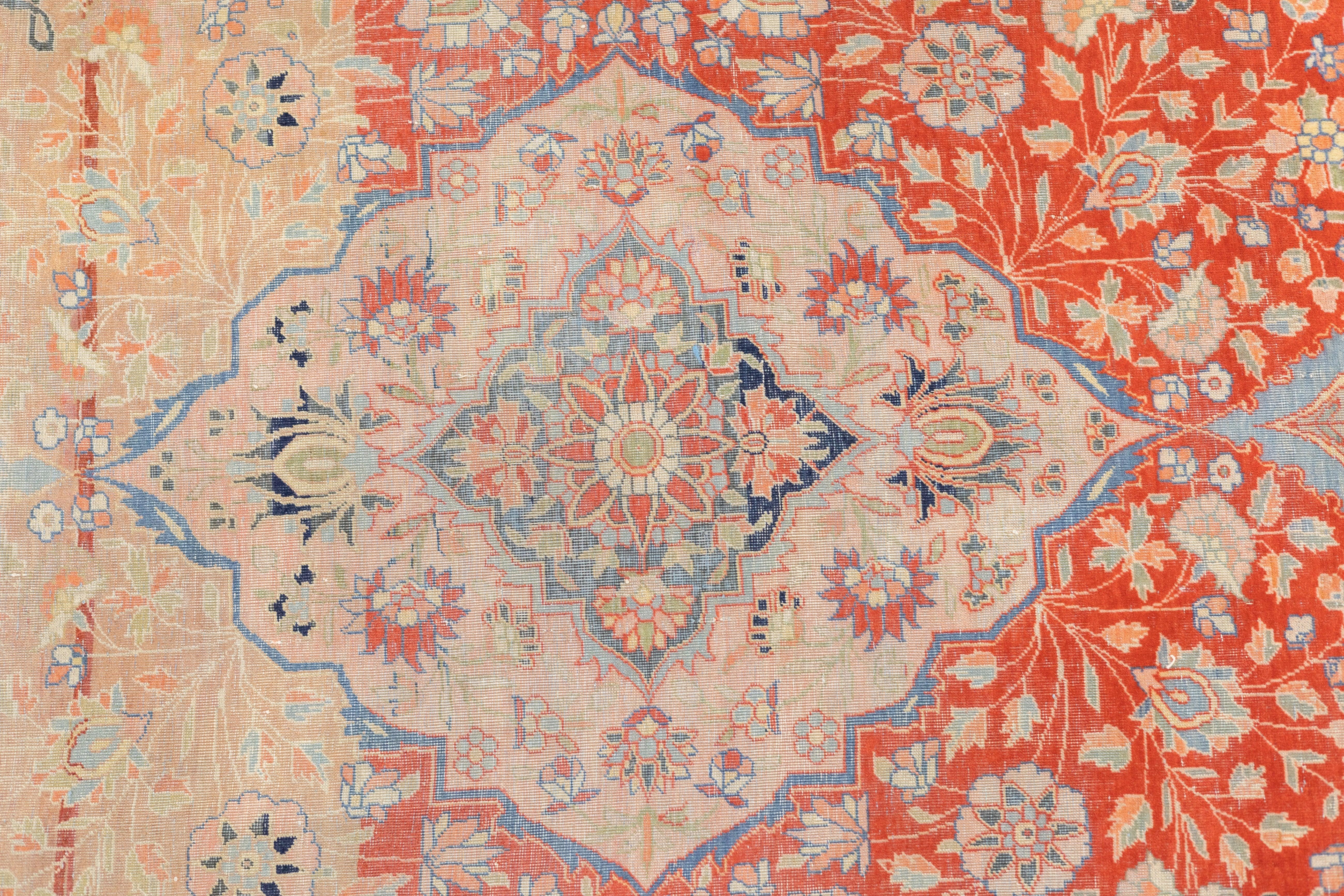 Antiker Mohtasham Kashan-Teppich 4'4'' x 6'5'' (Wolle) im Angebot