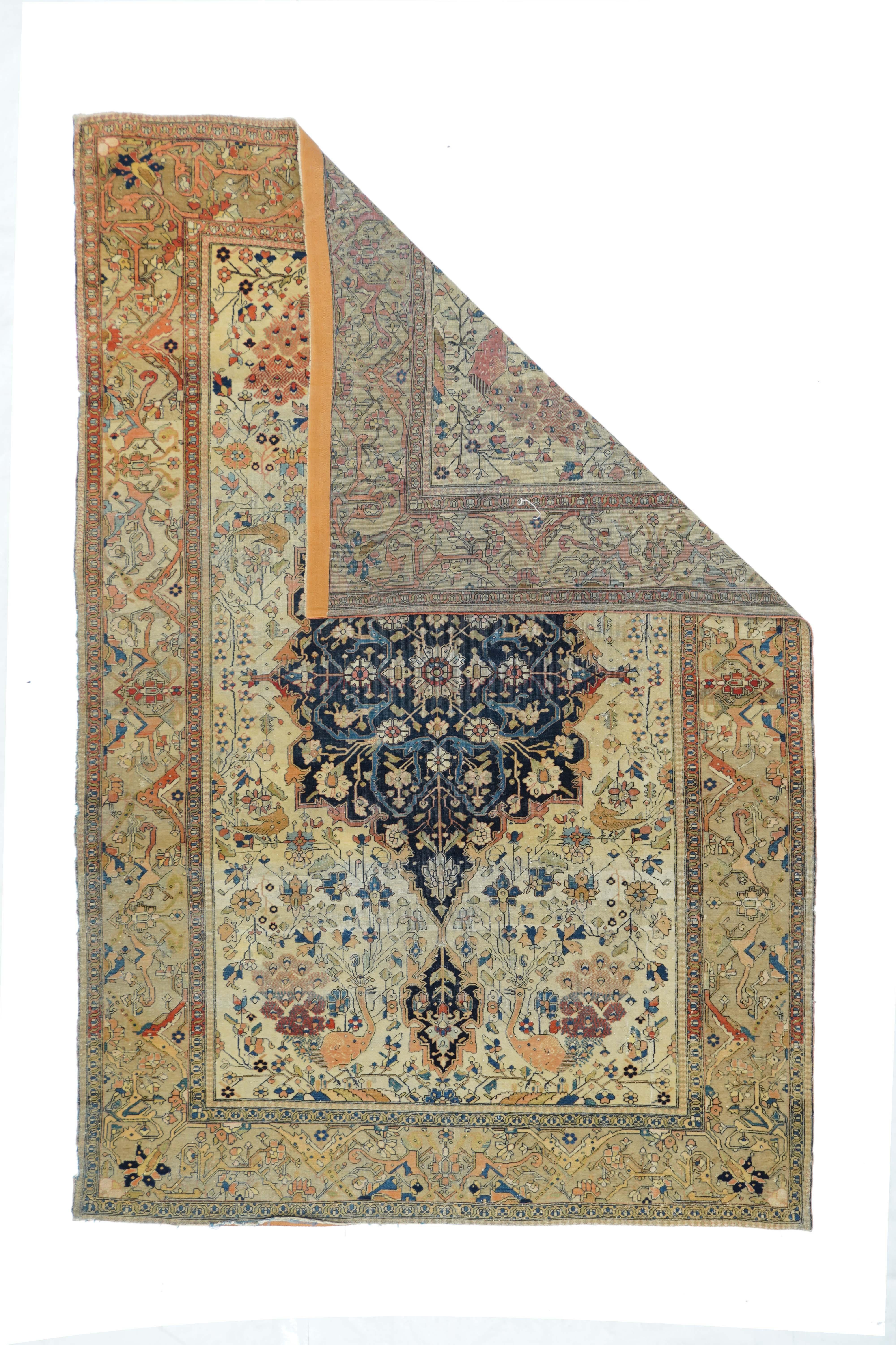 Antique Mohtasham Kashan rug 4'4'' x 6'7''.