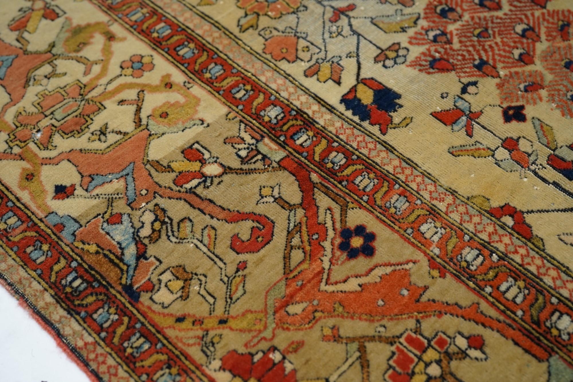 Late 19th Century Antique Mohtasham Kashan Rug For Sale