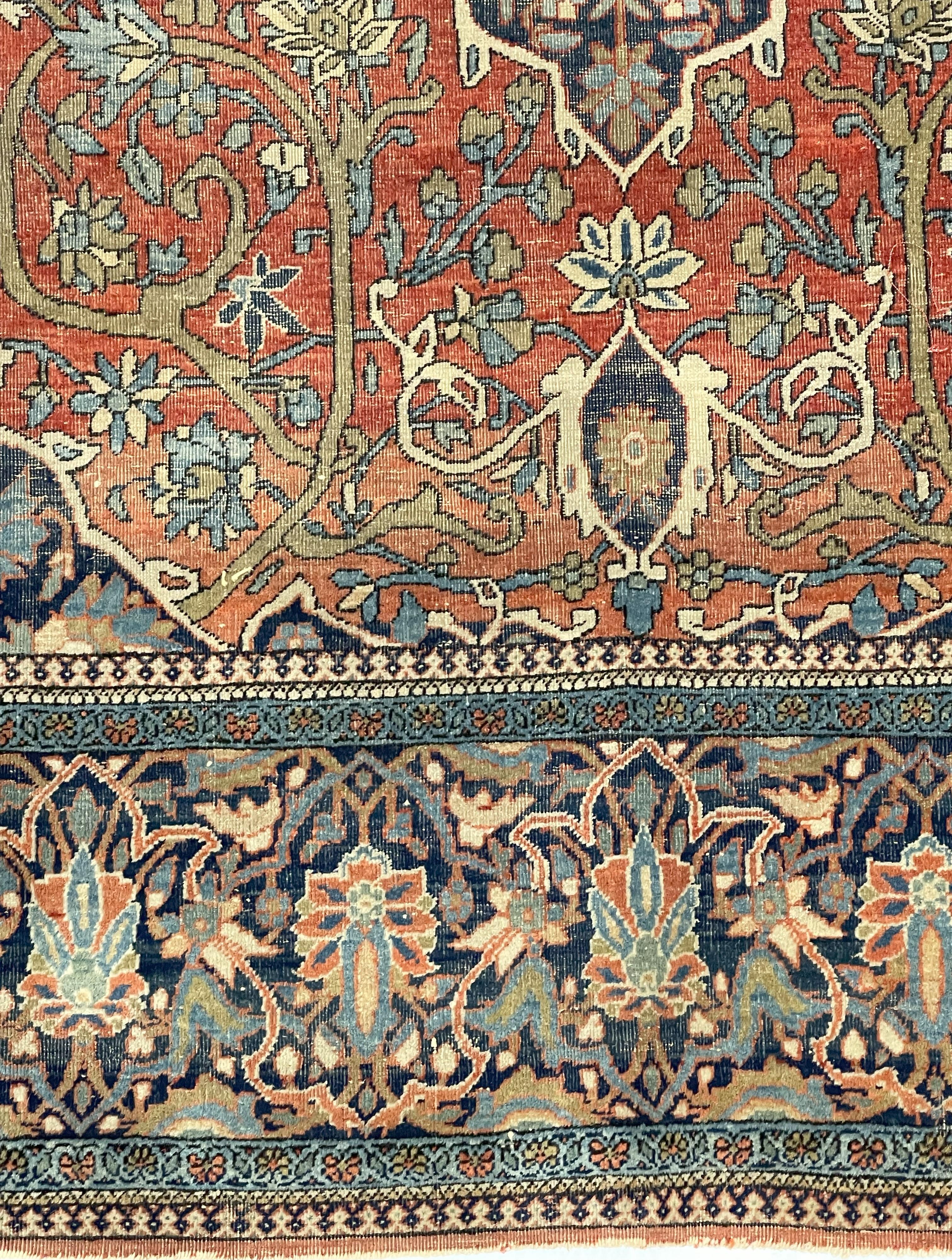 Antiker Mohtasham Kashan Teppich 4'4