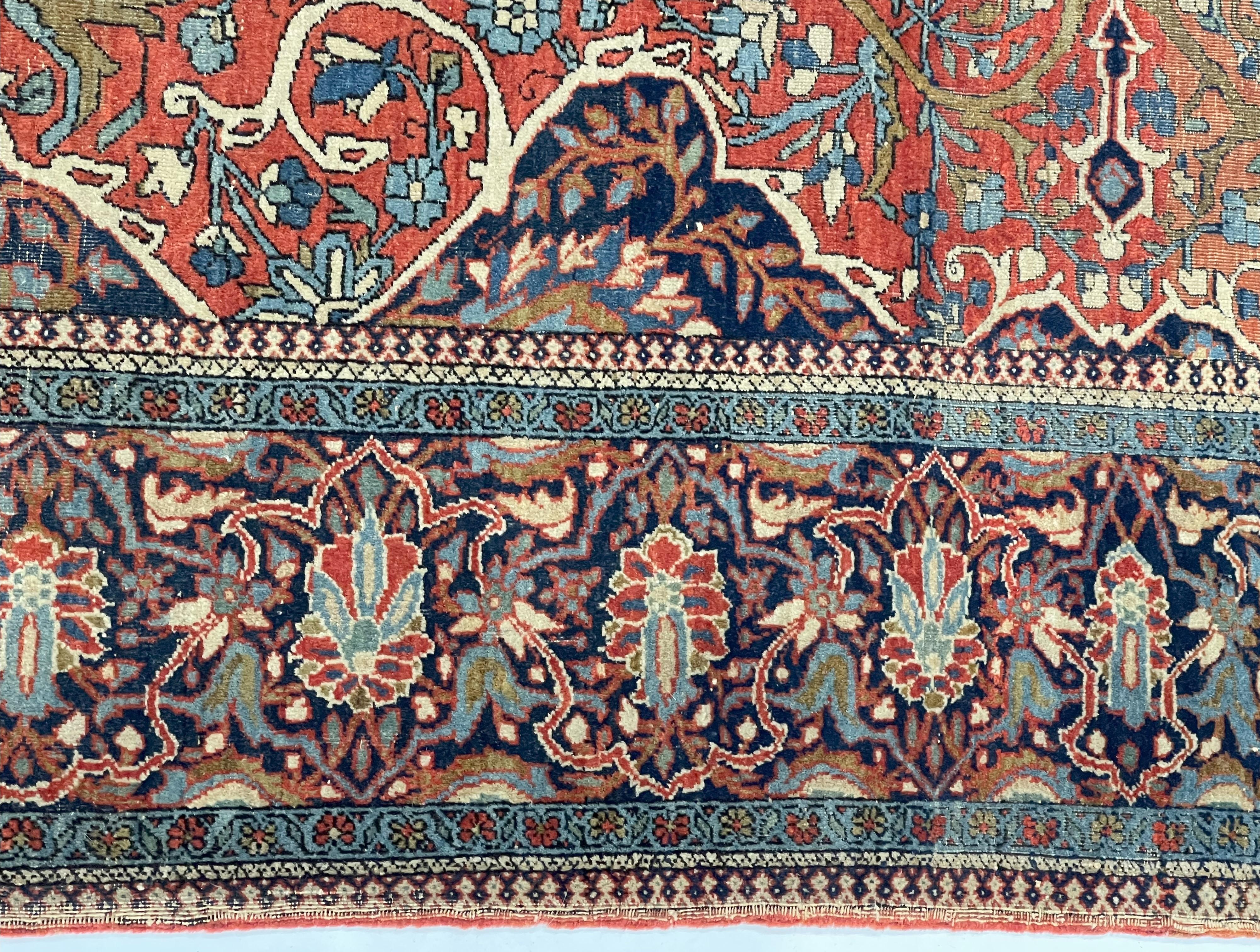 Antiker Mohtasham Kashan Teppich 4'4
