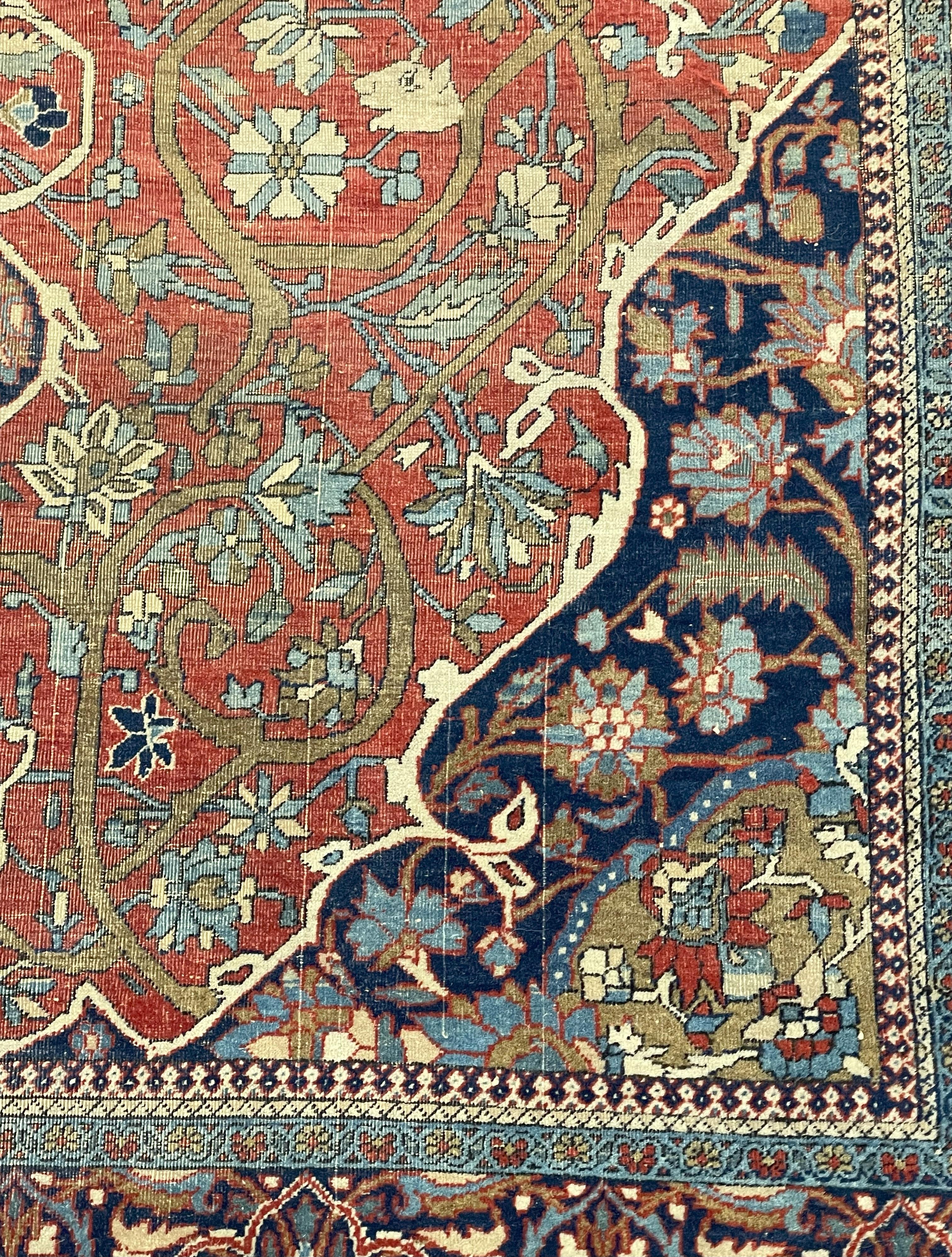 Antiker Mohtasham Kashan Teppich 4'4