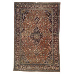 Antique Mohtasham Kashan Rug 4'4" x 6’9"