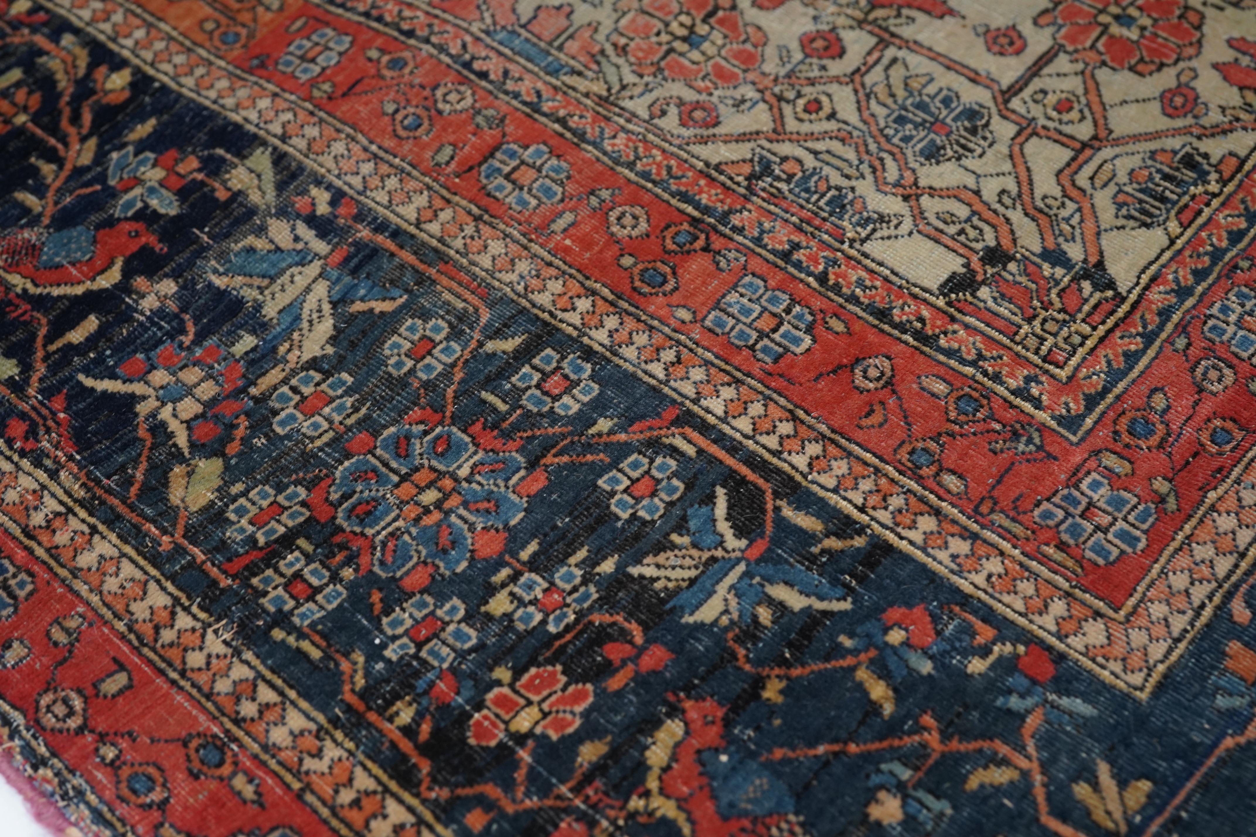 Antiker Mohtasham Kashan-Teppich 4'5'' x 6'10'' (Persisch) im Angebot