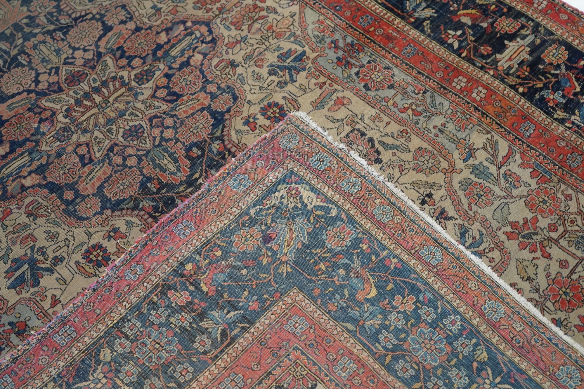 Antiker Mohtasham Kashan-Teppich 4'5'' x 6'10'' (Wolle) im Angebot