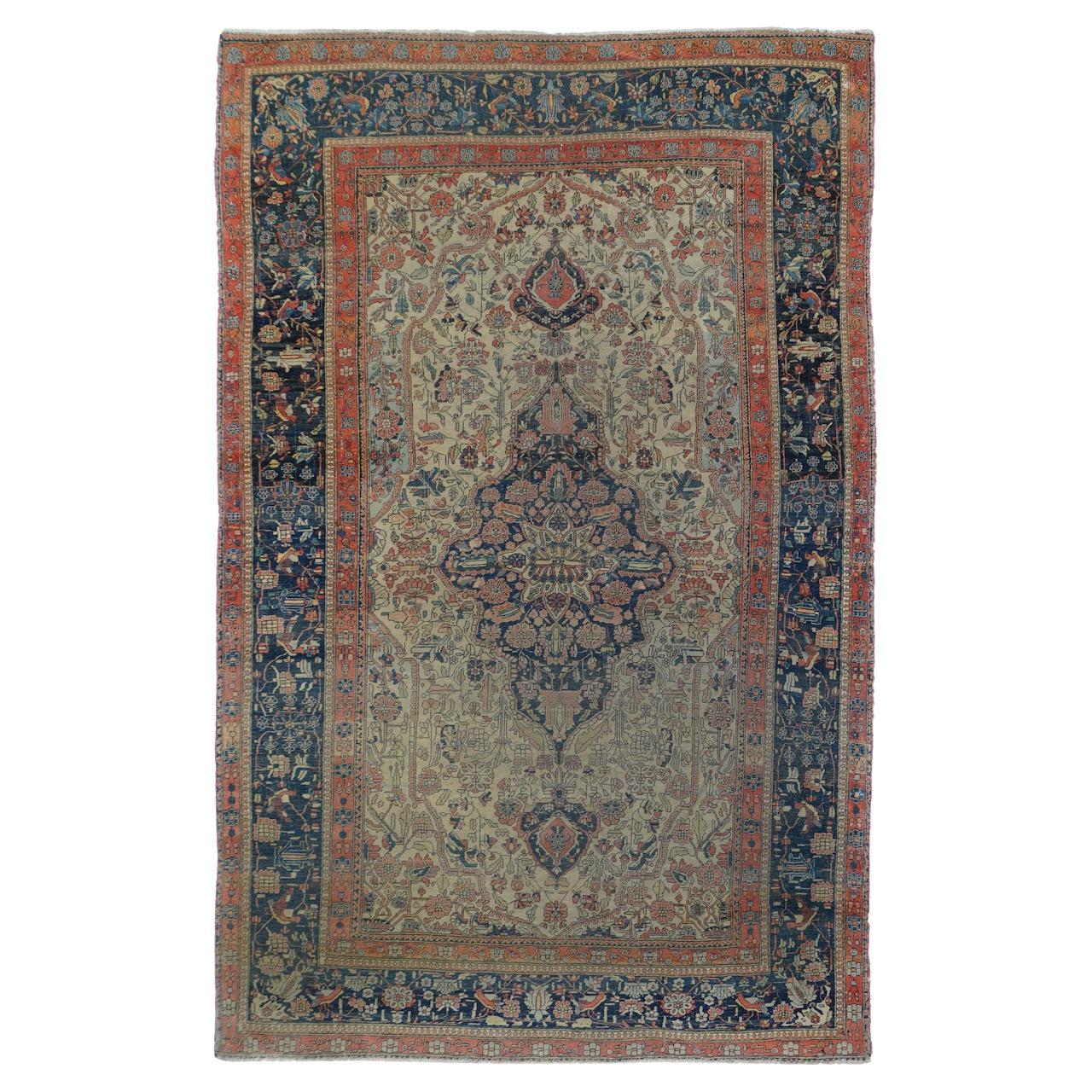 Antique Mohtasham Kashan Rug 4'5'' x 6'10''