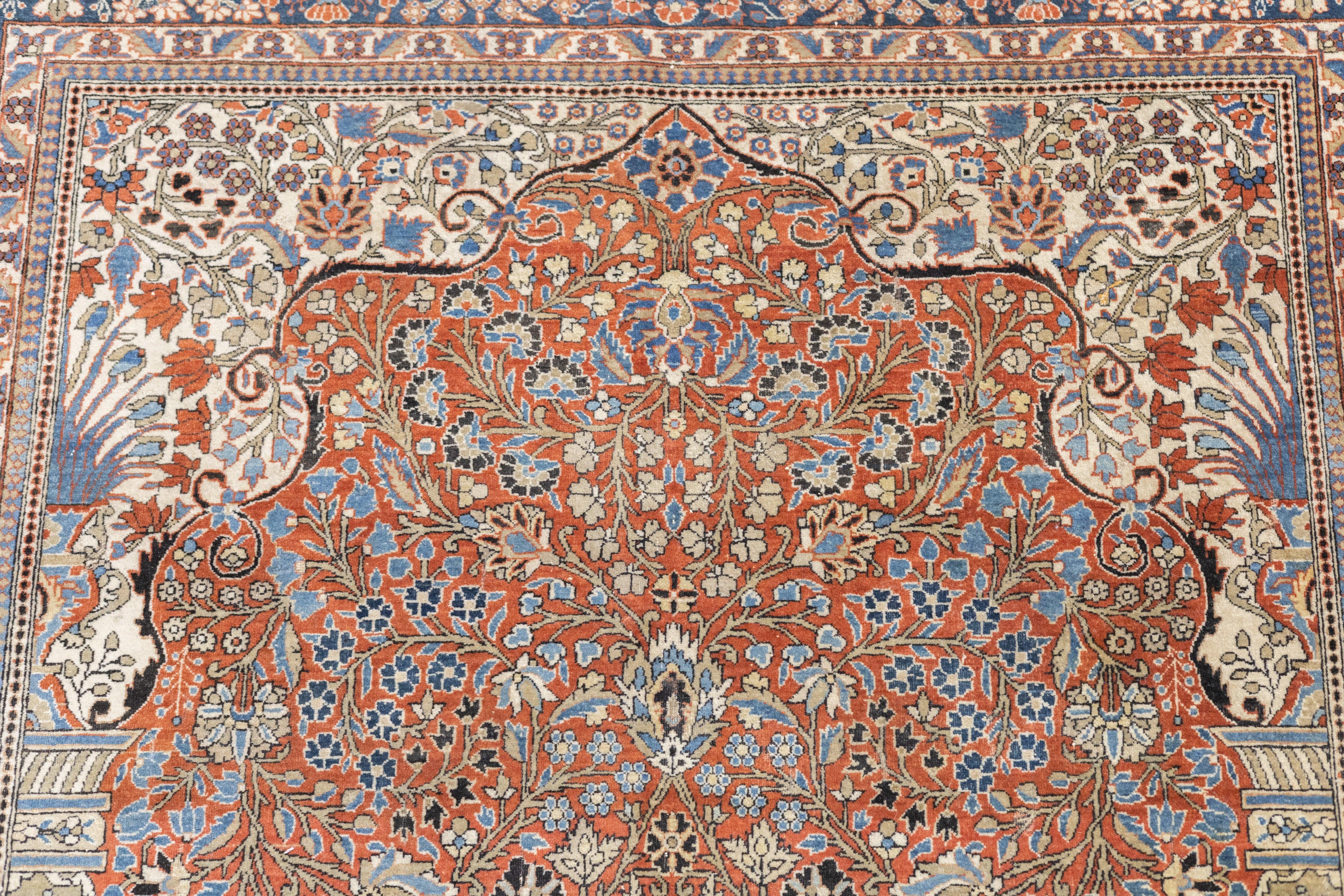Antiker Mohtasham Kashan-Teppich 4'5'' x 6'7'' im Angebot 3