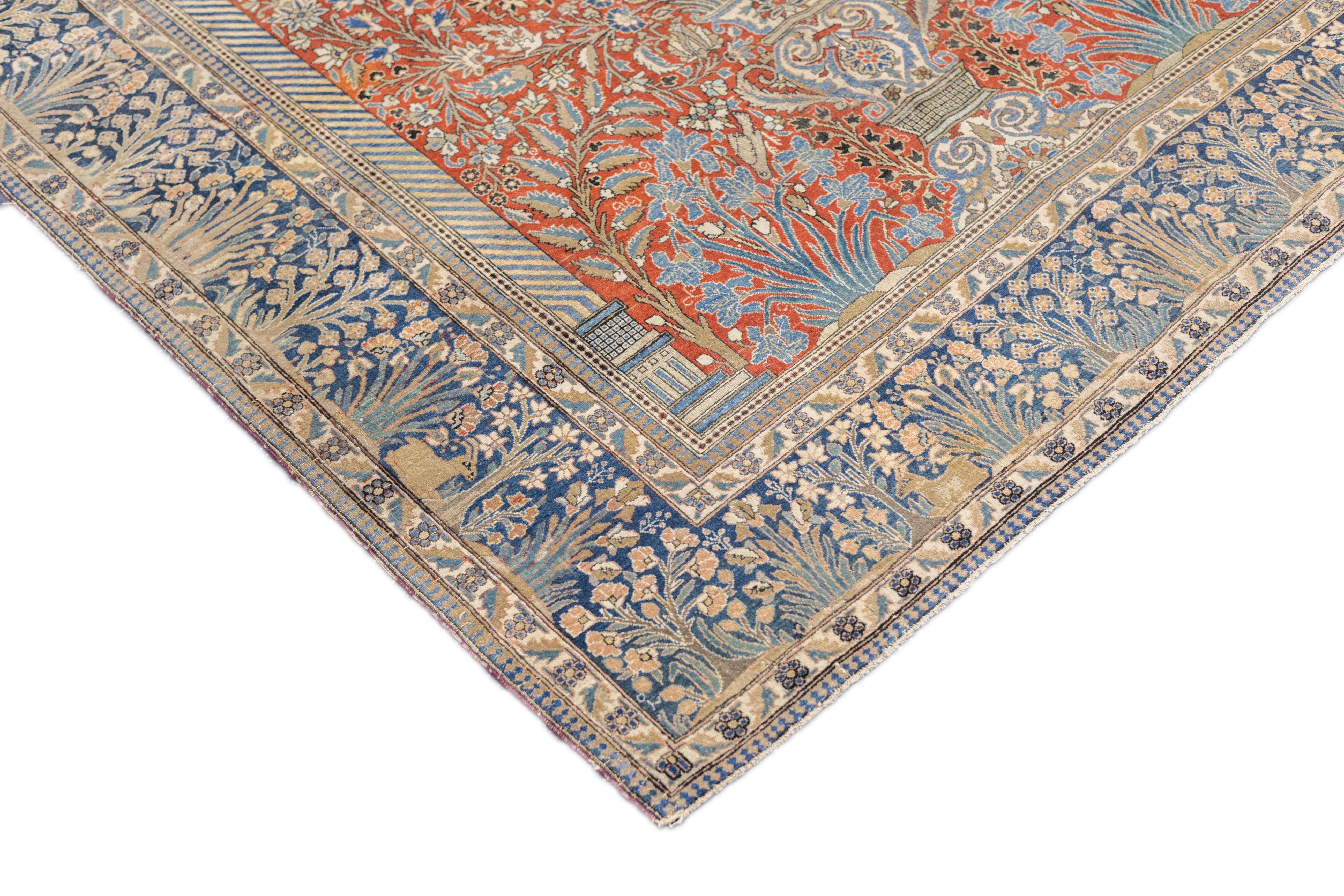 Antiker Mohtasham Kashan-Teppich 4'5'' x 6'7'' (Persisch) im Angebot