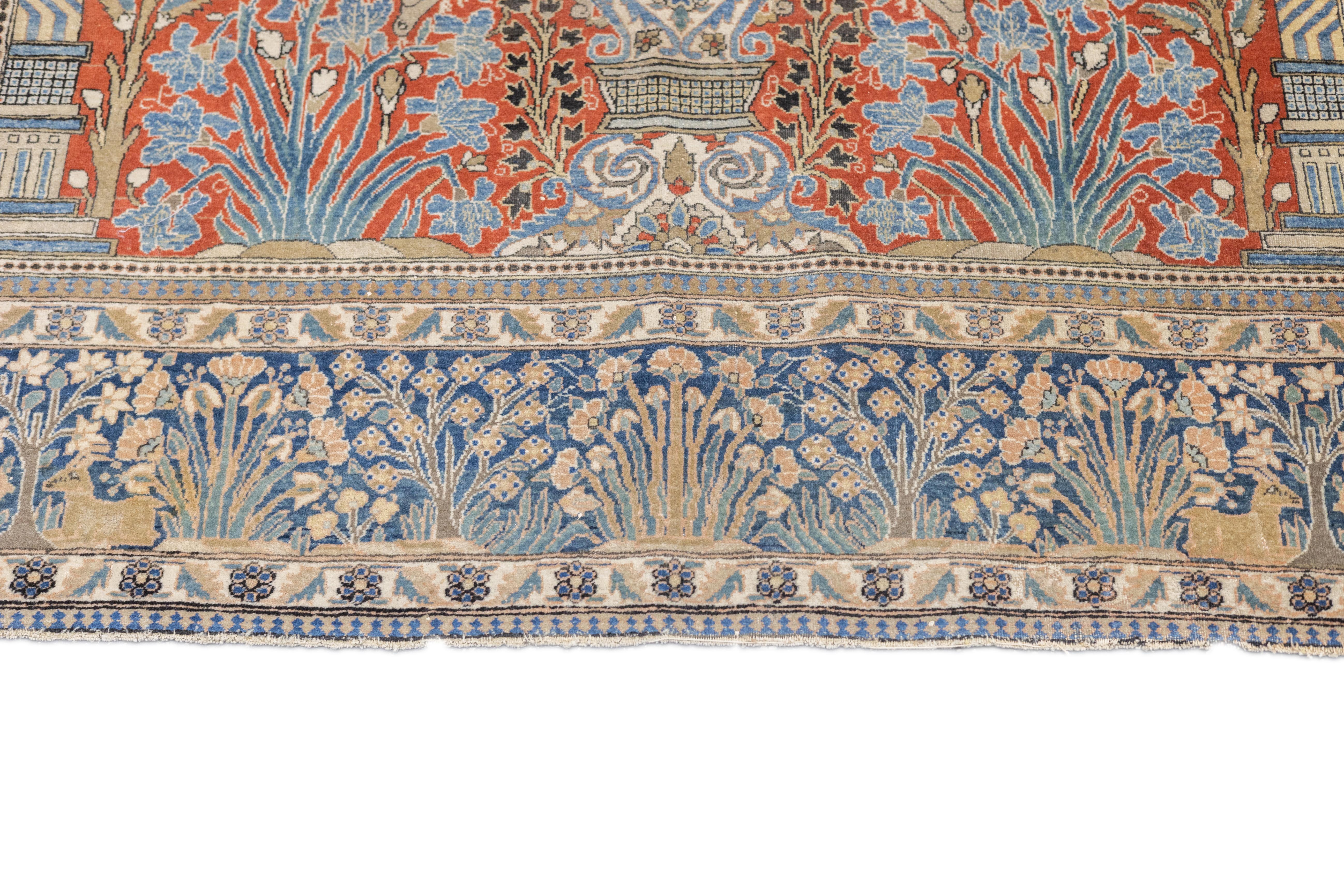 Antiker Mohtasham Kashan-Teppich 4'5'' x 6'7'' (Handgeknüpft) im Angebot