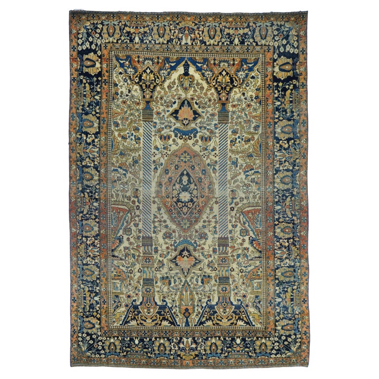 Antique Mohtasham Kashan Rug For Sale at 1stDibs