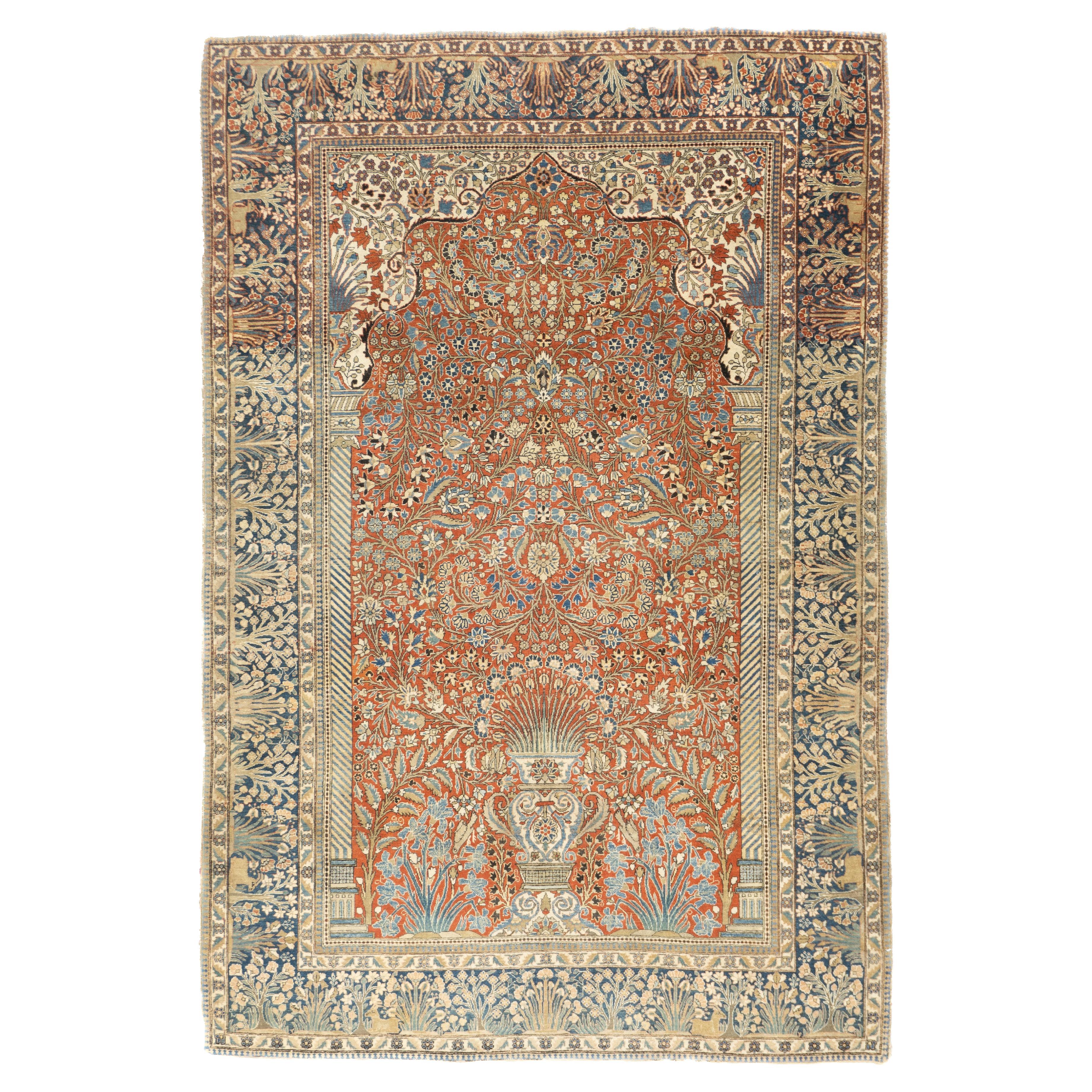 Antique Mohtasham Kashan Rug 4'5'' x 6'7''