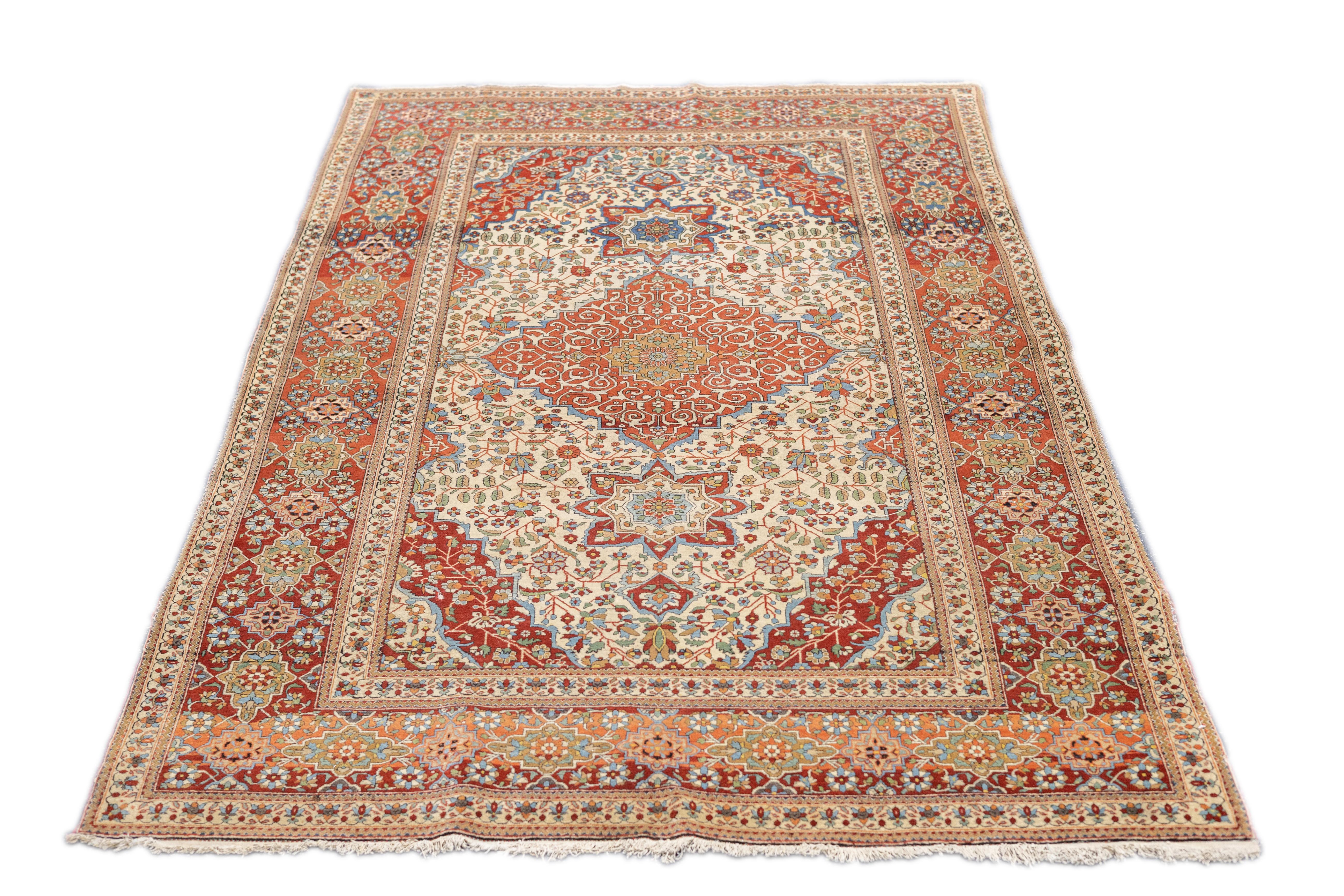 Antiker Mohtasham Kashan-Teppich 4'5'' x 7'3'' (19. Jahrhundert) im Angebot
