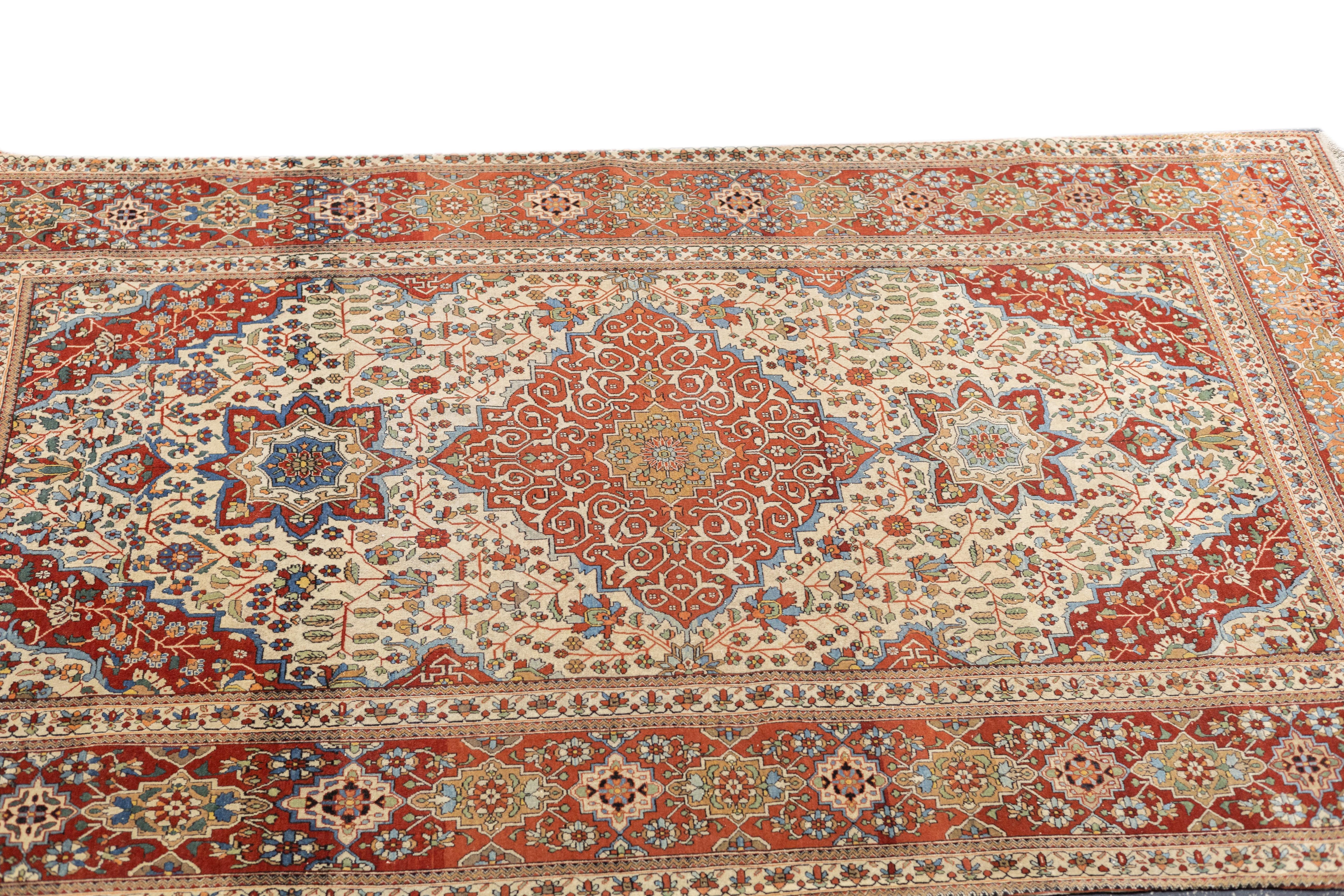 Antiker Mohtasham Kashan-Teppich 4'5'' x 7'3'' (Wolle) im Angebot