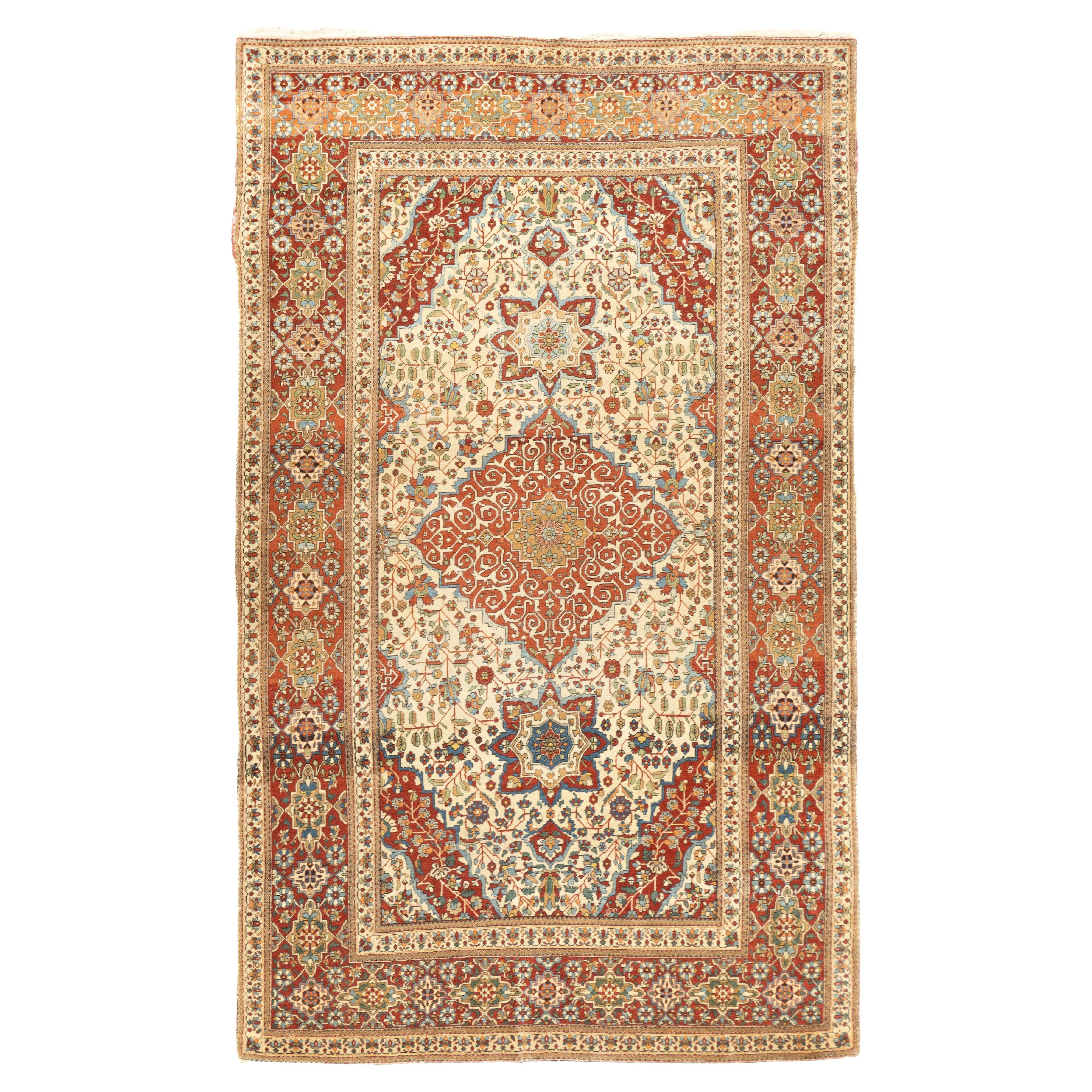 Antique Mohtasham Kashan Rug 4'5'' x 7'3''
