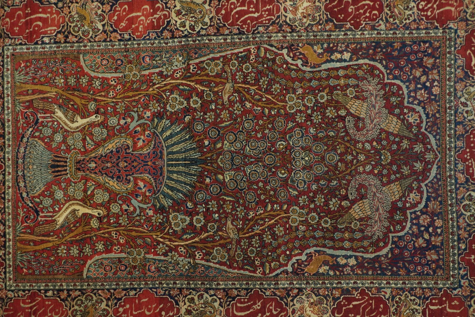 Antiker Mohtasham Kashan Teppich 4'6'' x 6'10''.