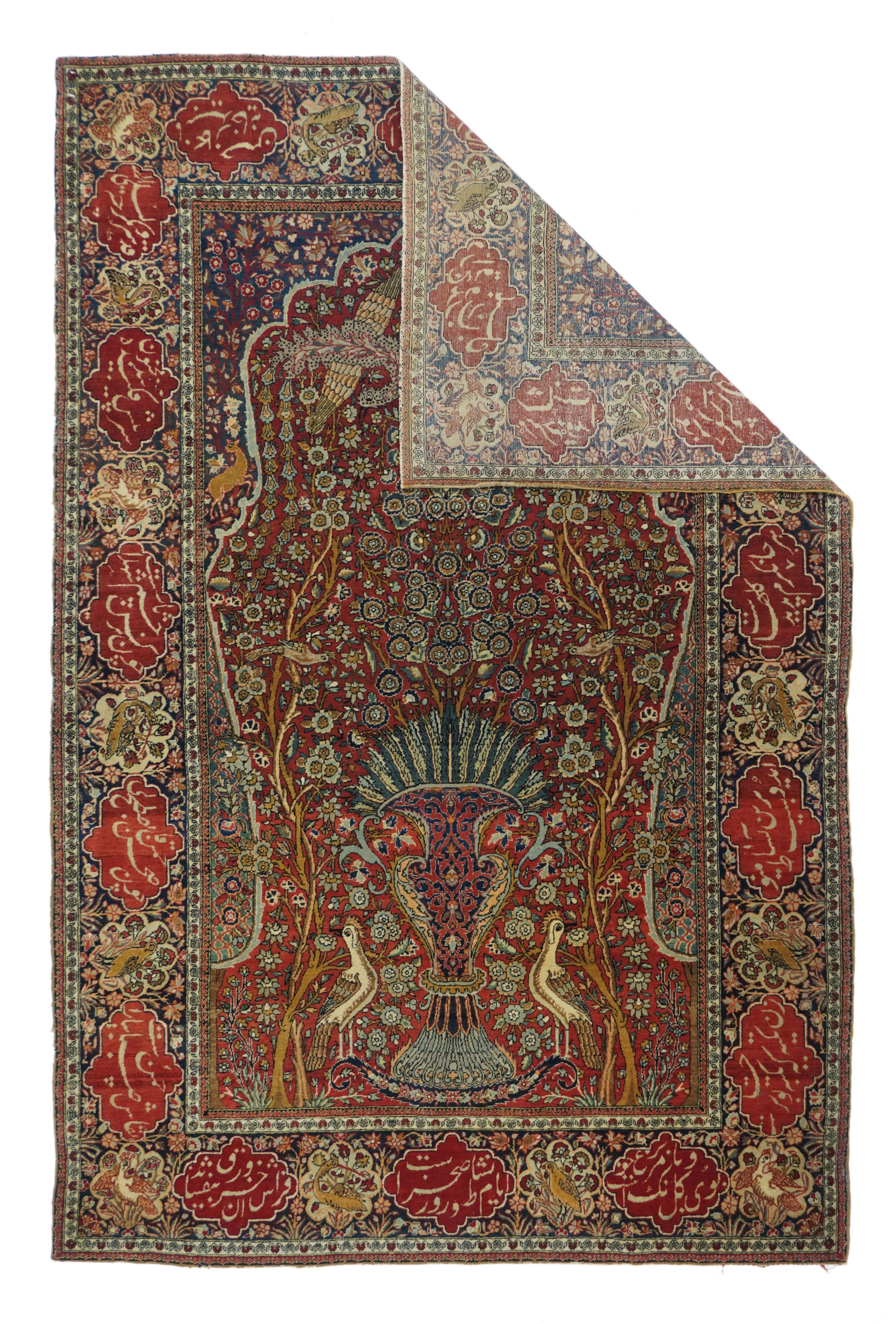 Antiker Mohtasham Kashan-Teppich 4'6'' x 6'10'' (Persisch) im Angebot