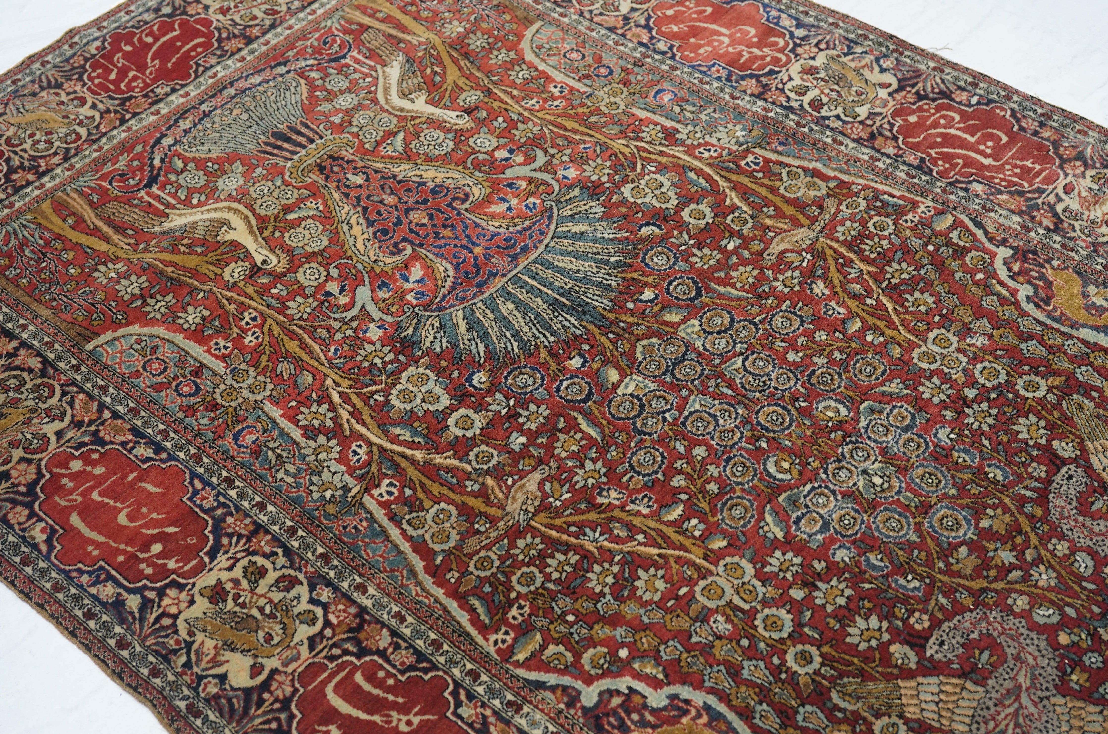 Antiker Mohtasham Kashan-Teppich 4'6'' x 6'10'' im Zustand „Gut“ im Angebot in New York, NY
