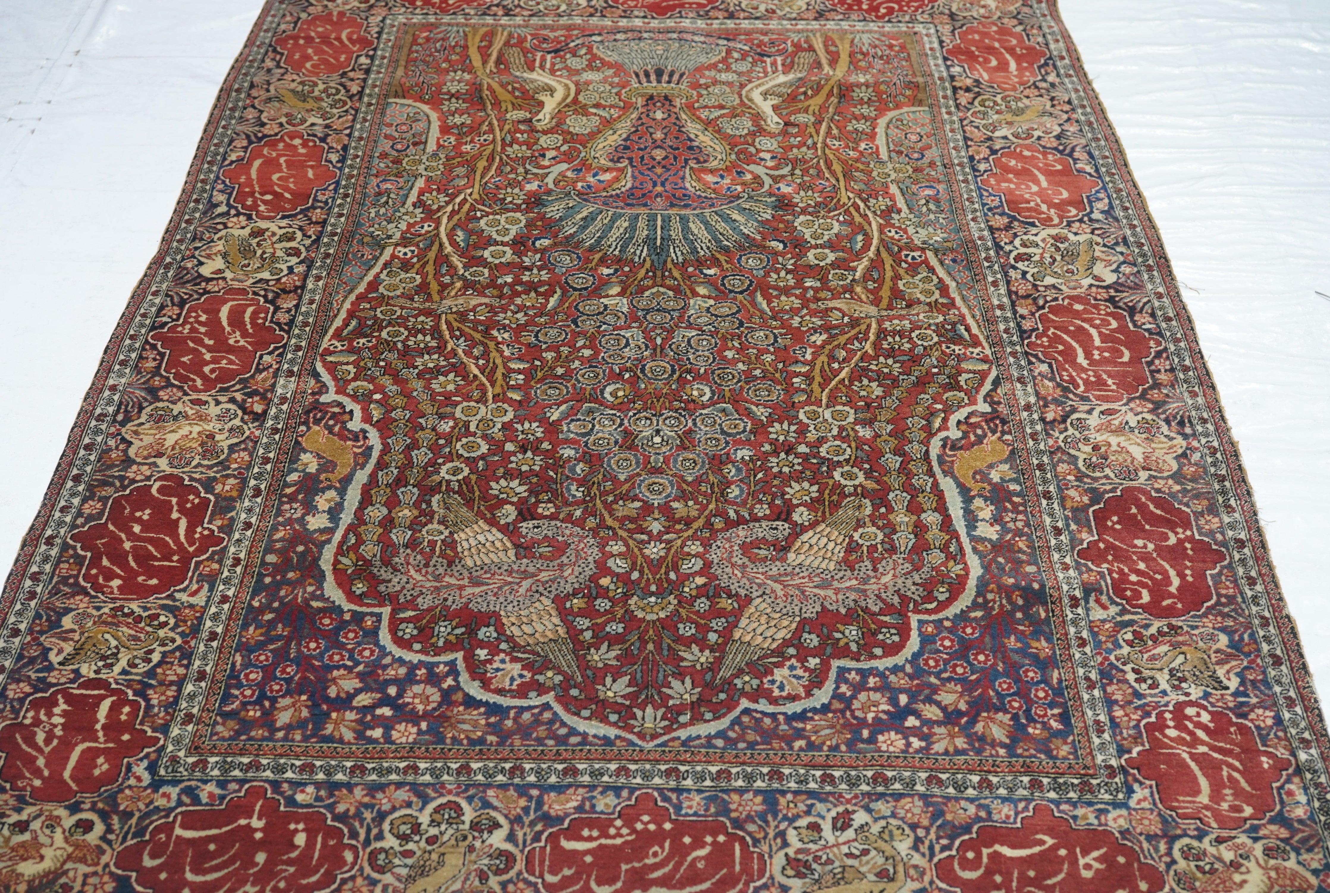 Antiker Mohtasham Kashan-Teppich 4'6'' x 6'10'' (20. Jahrhundert) im Angebot