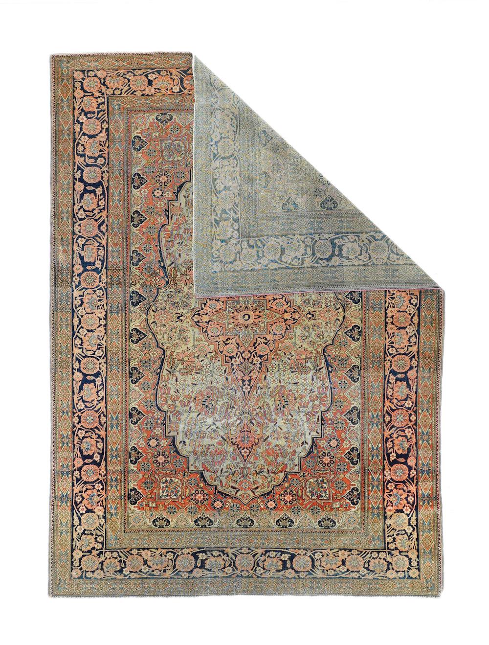 Antiker Mohtasham Kashan Teppich 4'6'' x 6'6''.