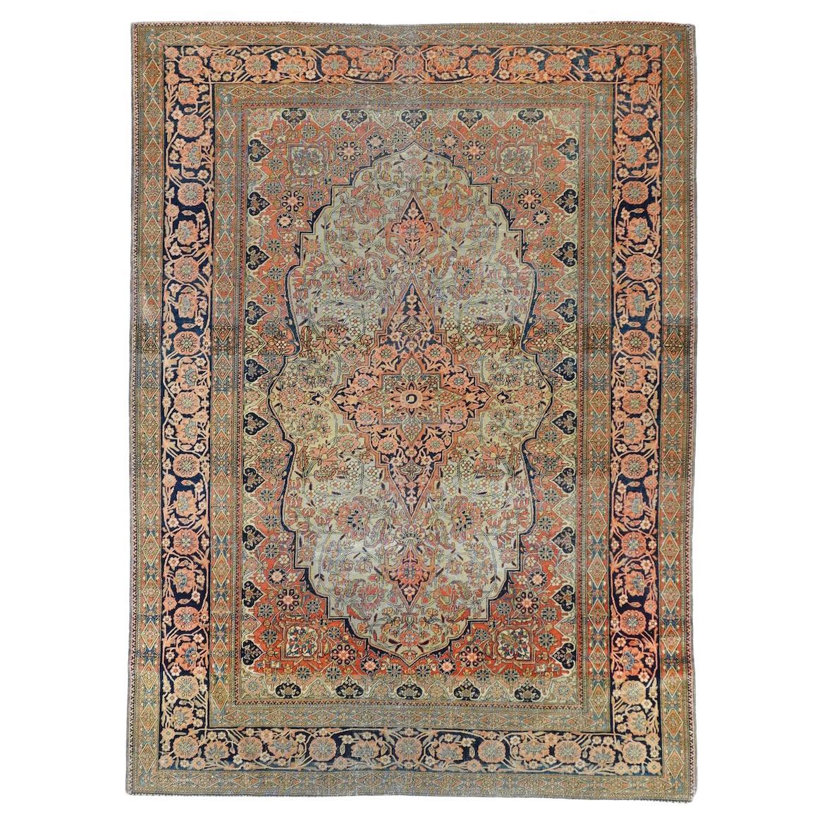 Antique Mohtasham Kashan Rug 4'6'' x 6'6''