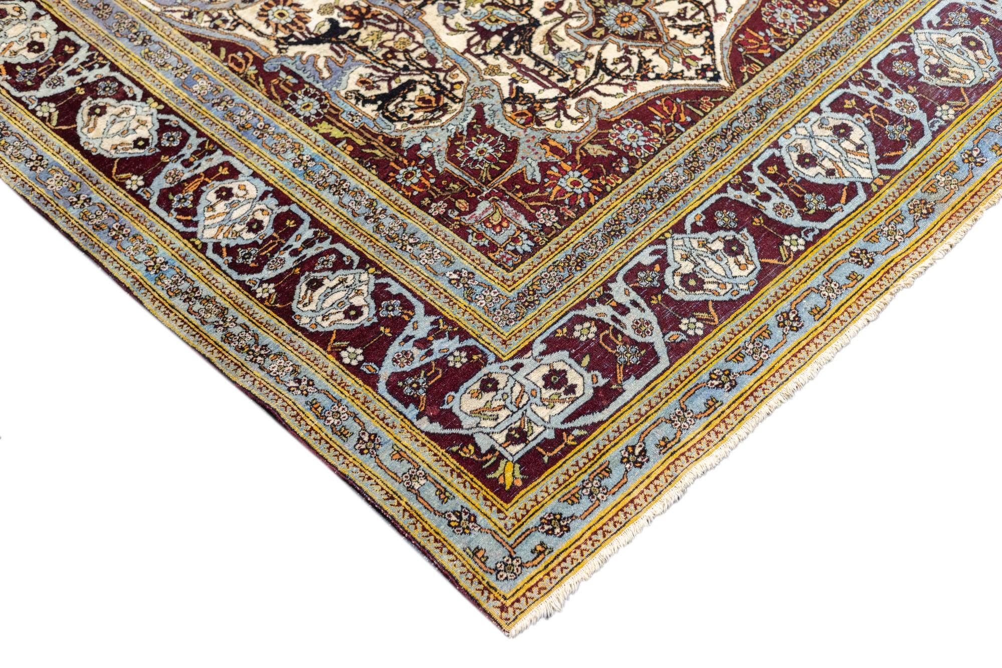Persian Antique Mohtasham Kashan Rug 4'9'' x 8'1'' For Sale
