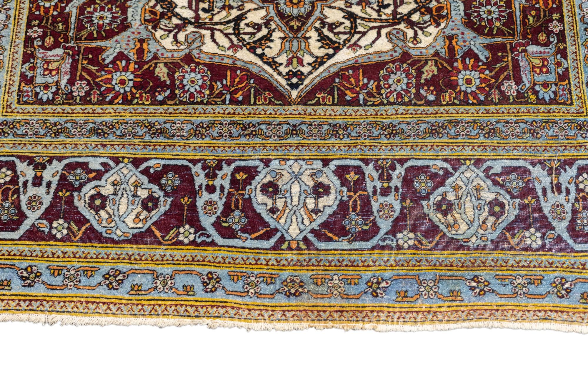 Hand-Knotted Antique Mohtasham Kashan Rug 4'9'' x 8'1'' For Sale