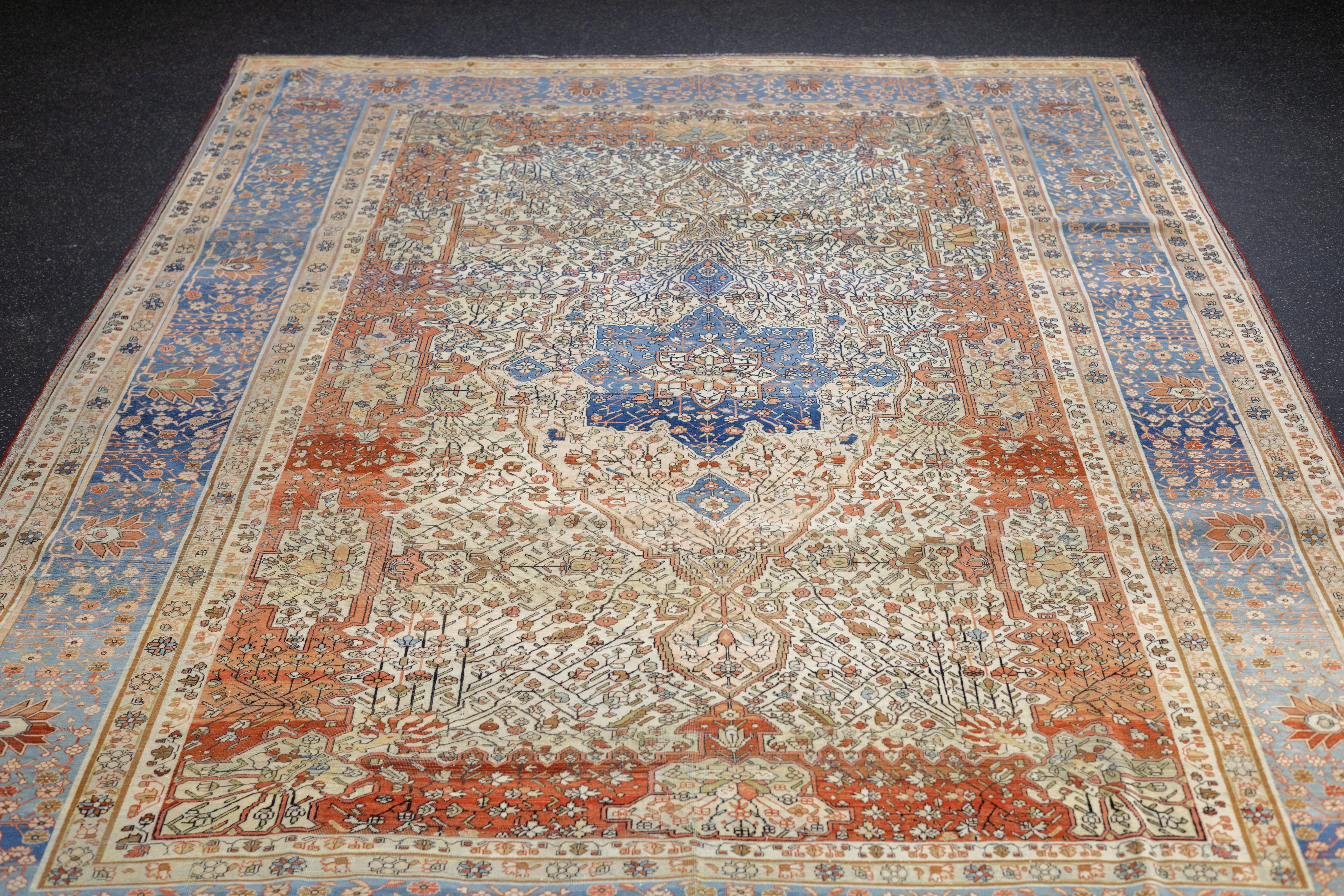 20th Century Antique Mohtasham Kashan Rug 7'1