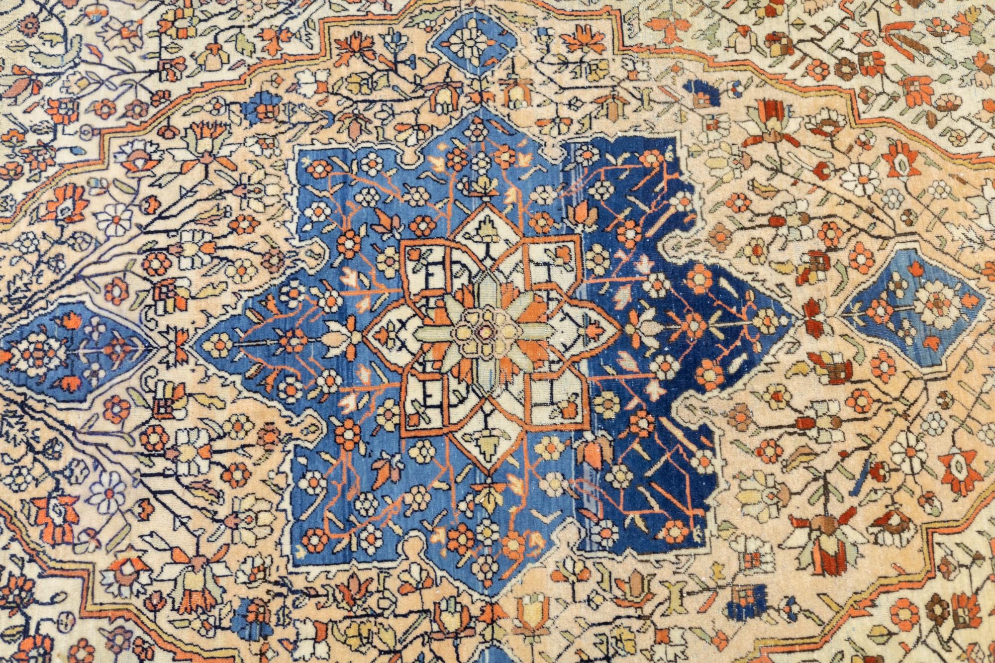 Antique Mohtasham Kashan Rug 7'1