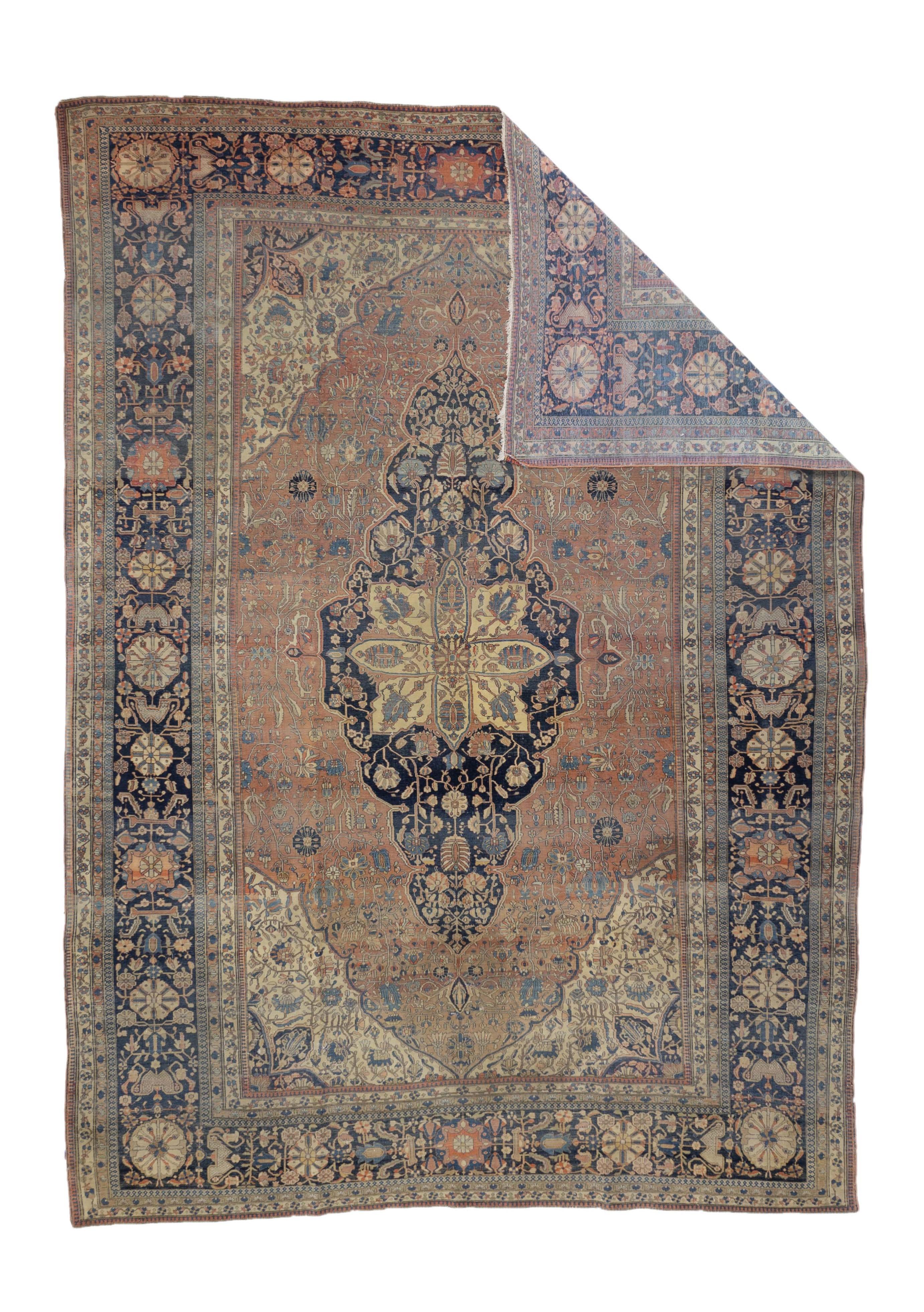 Antiker Mohtasham Kashan Teppich 7'11