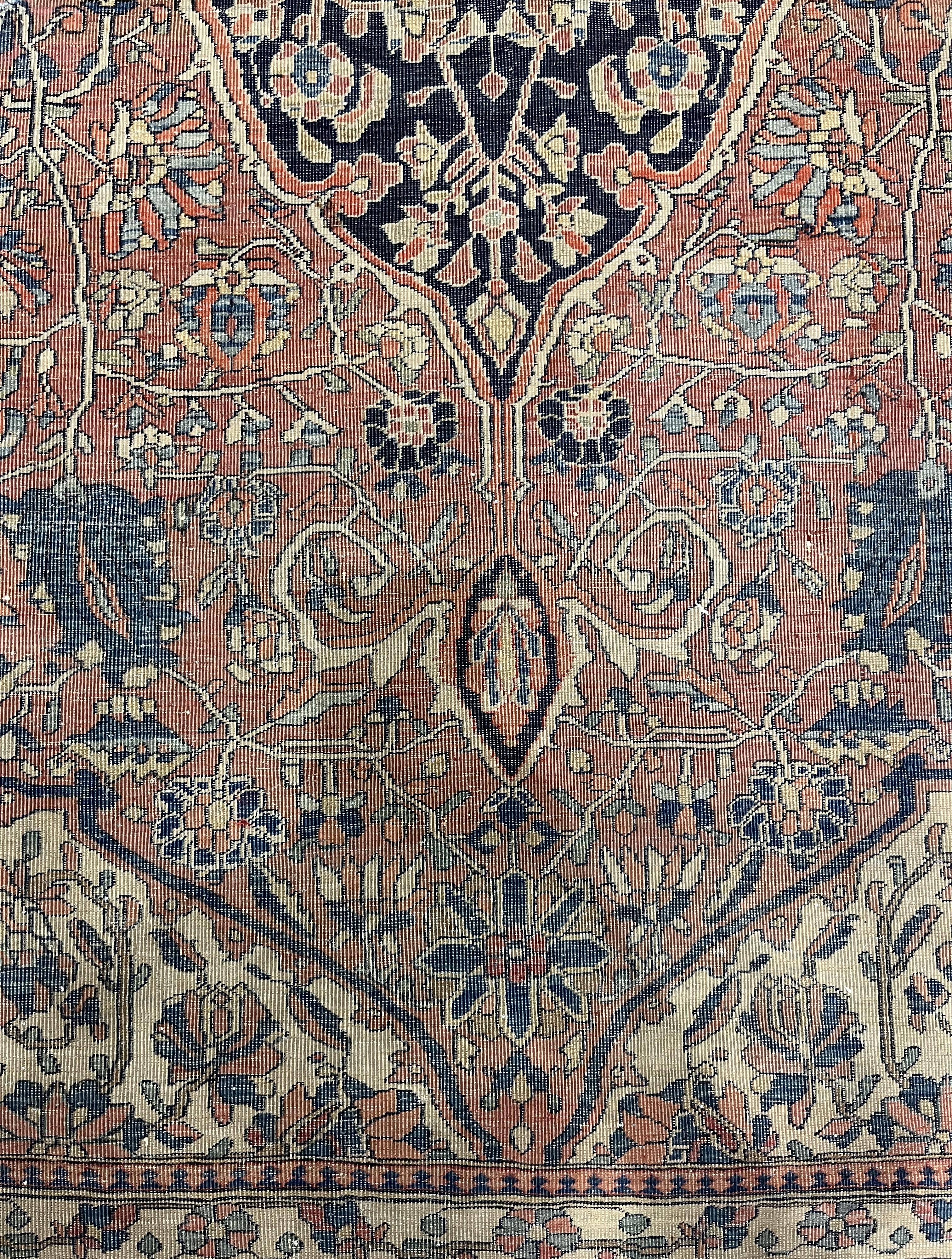 Antiker Mohtasham Kashan Teppich 7'11 x 11'5 (19. Jahrhundert) im Angebot