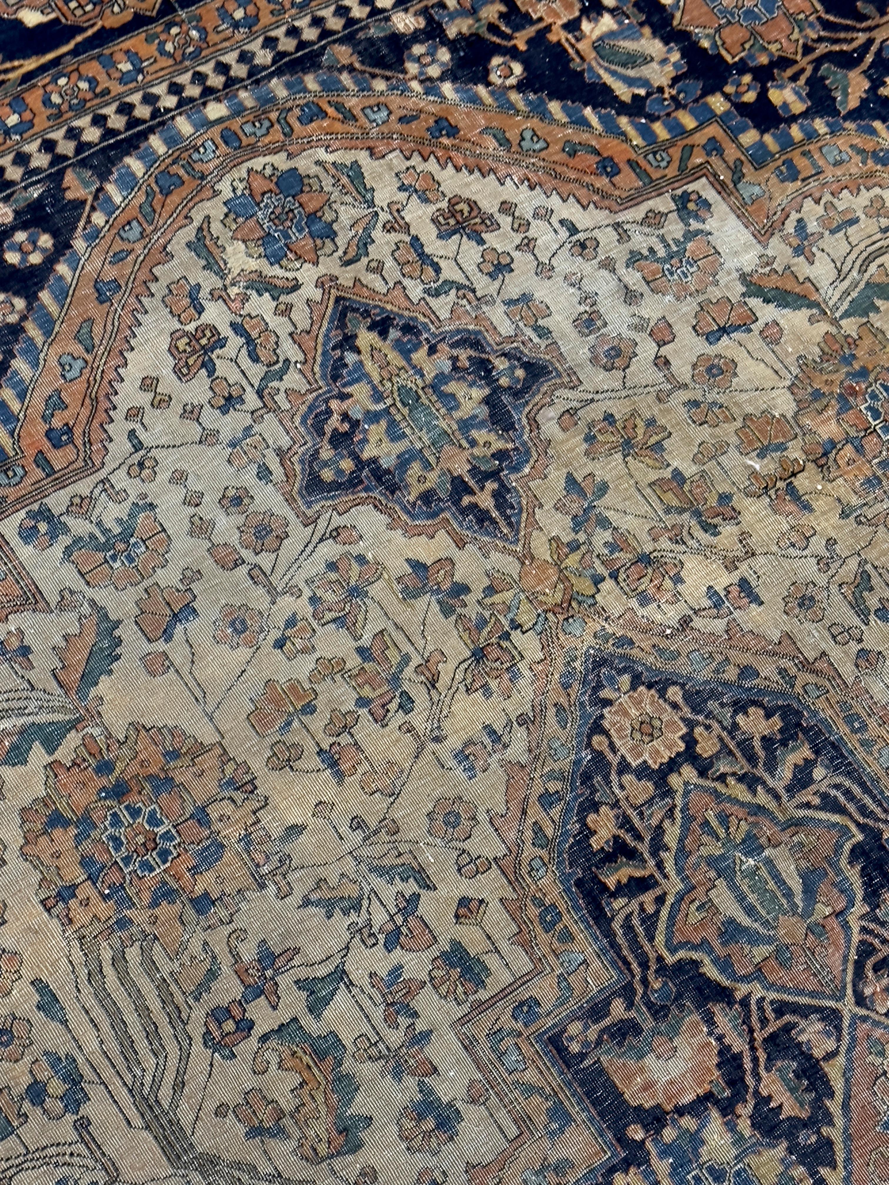 XIX secolo Tappeto antico Mohtasham Kashan 7'2