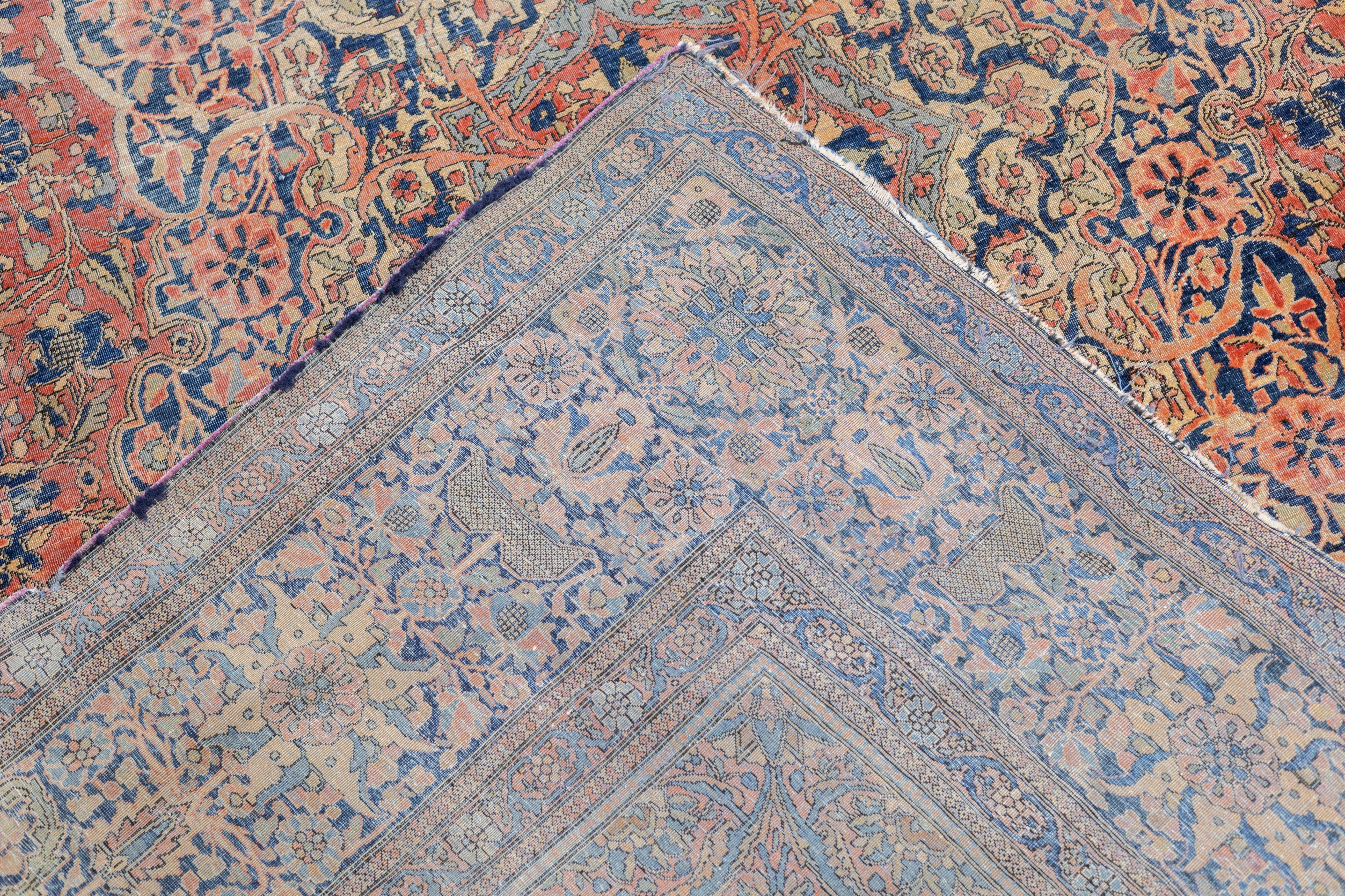 Antiker Mohtasham Kashan-Teppich 7'5'' x 10'9'' im Angebot 2