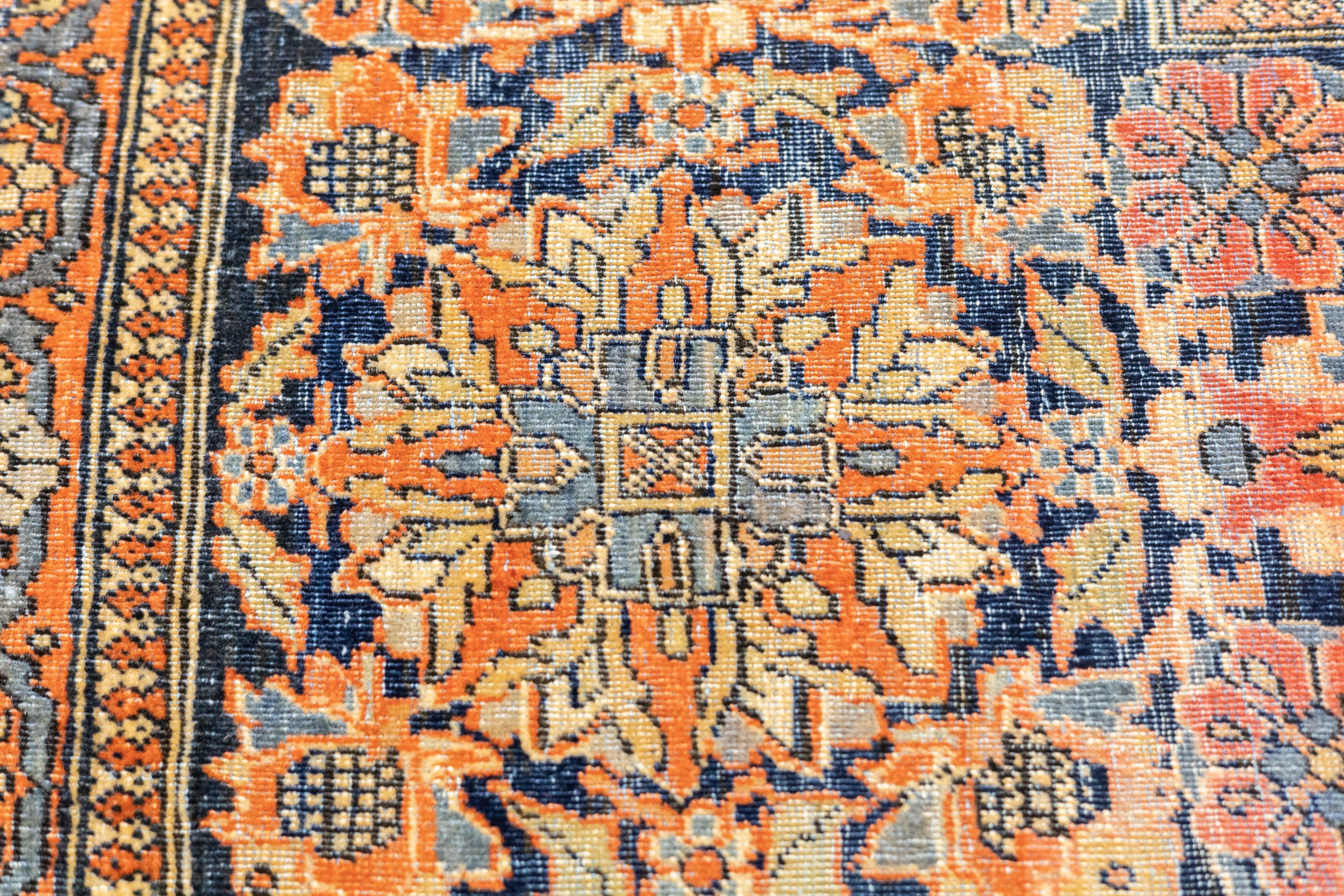 Antiker Mohtasham Kashan-Teppich 7'5'' x 10'9'' (19. Jahrhundert) im Angebot