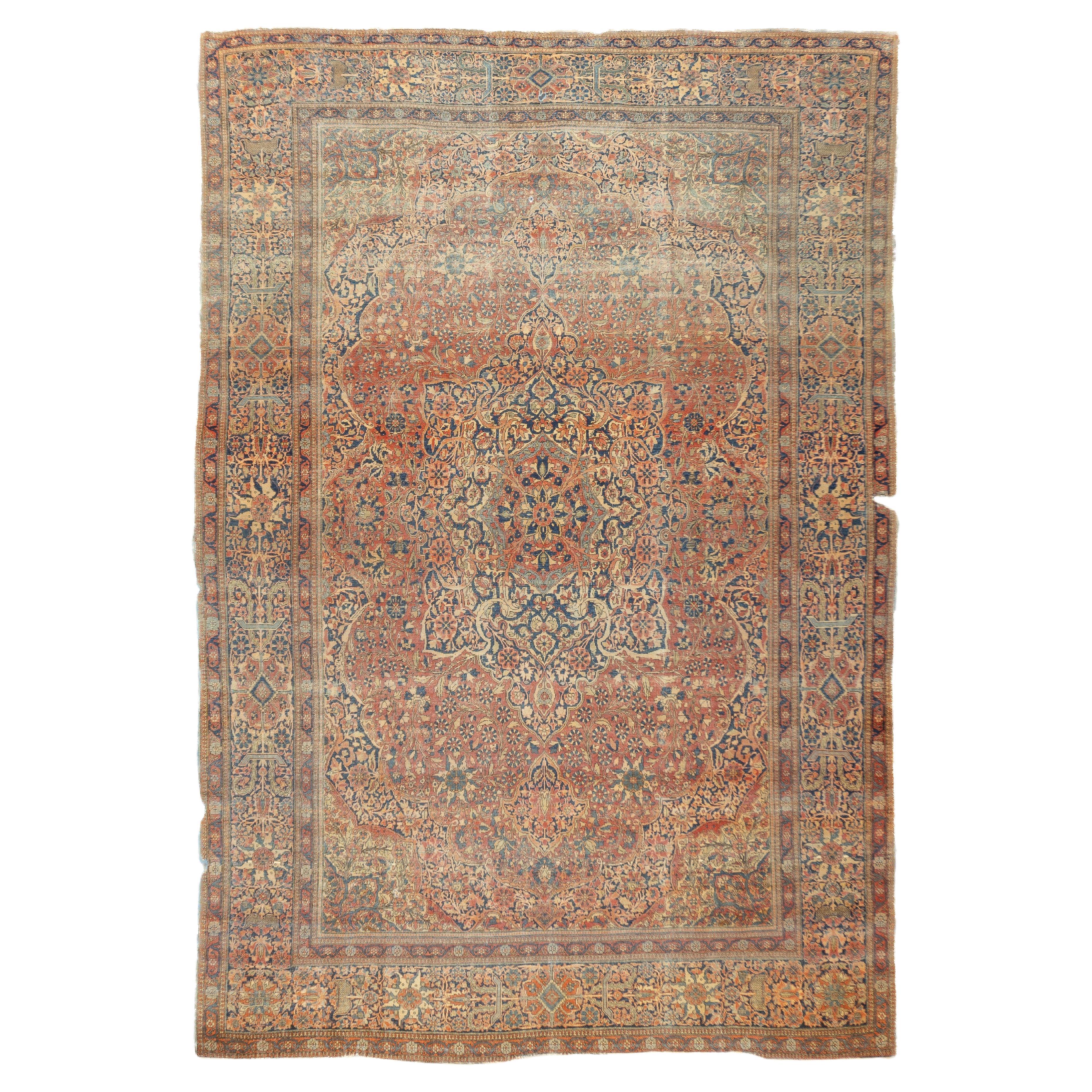 Antiker Mohtasham Kashan-Teppich 7'5'' x 10'9''
