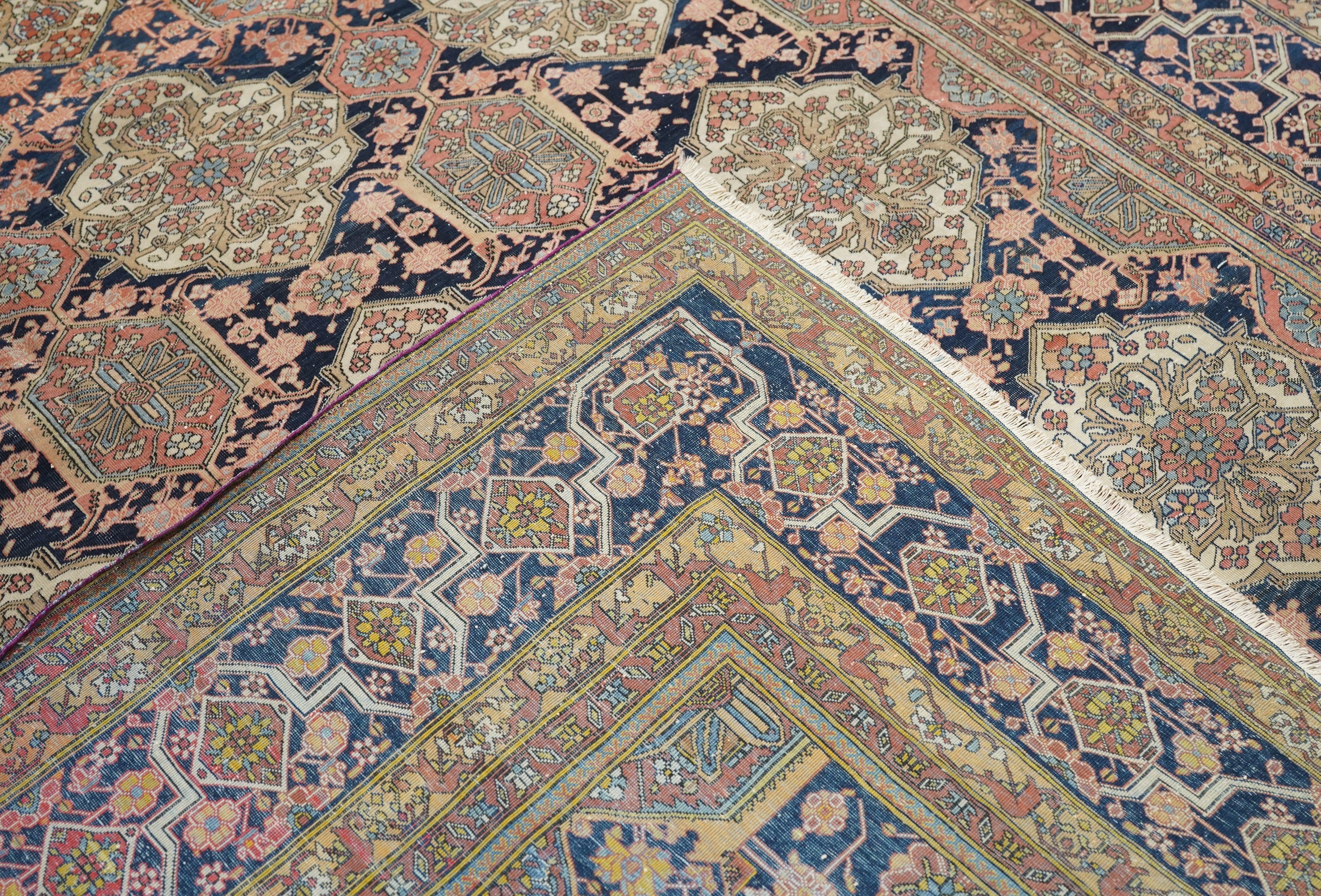 Antiker Mohtasham Kashan-Teppich 7'6'' x 10'3'' im Angebot 4