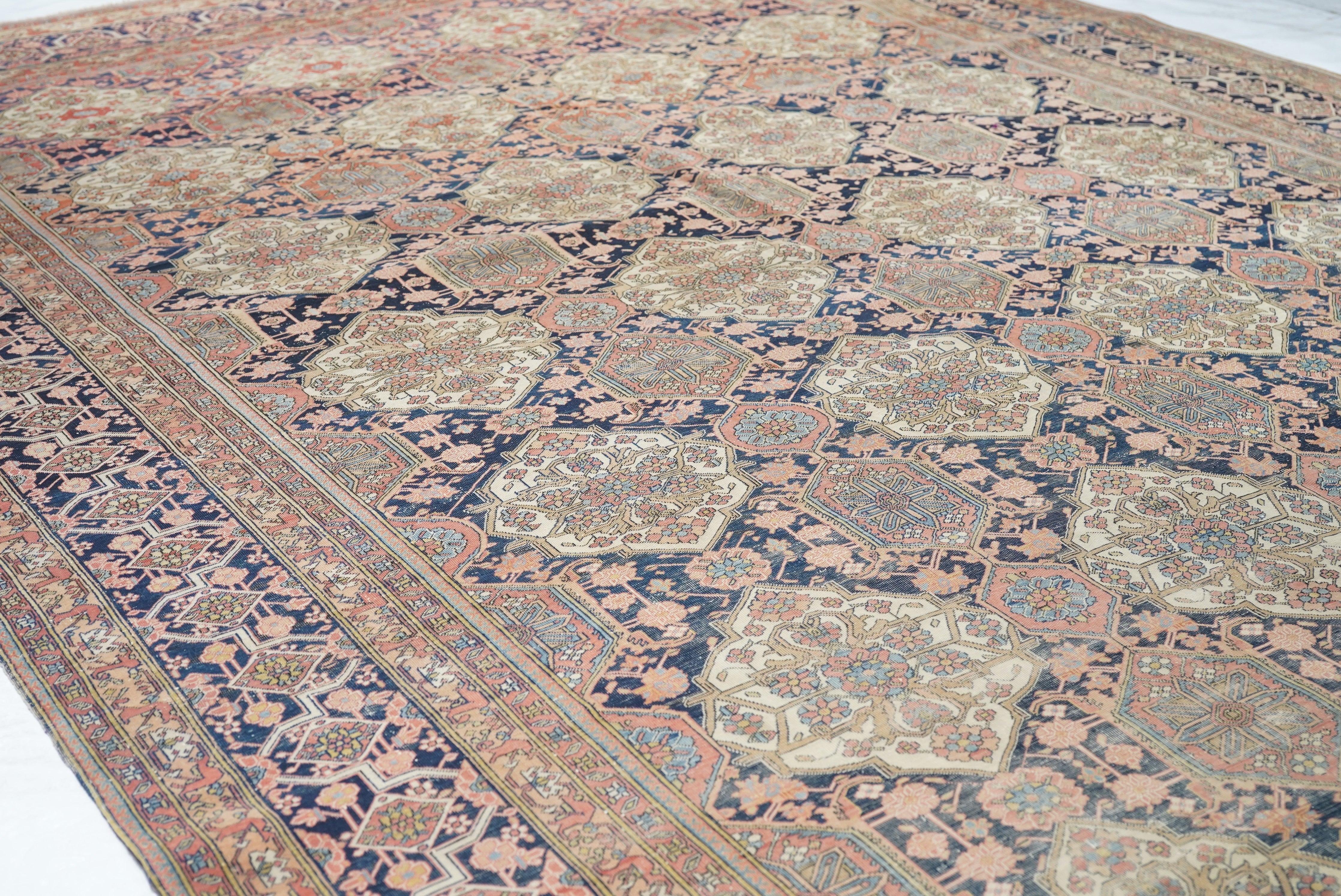 Antiker Mohtasham Kashan-Teppich 7'6'' x 10'3'' (Wolle) im Angebot