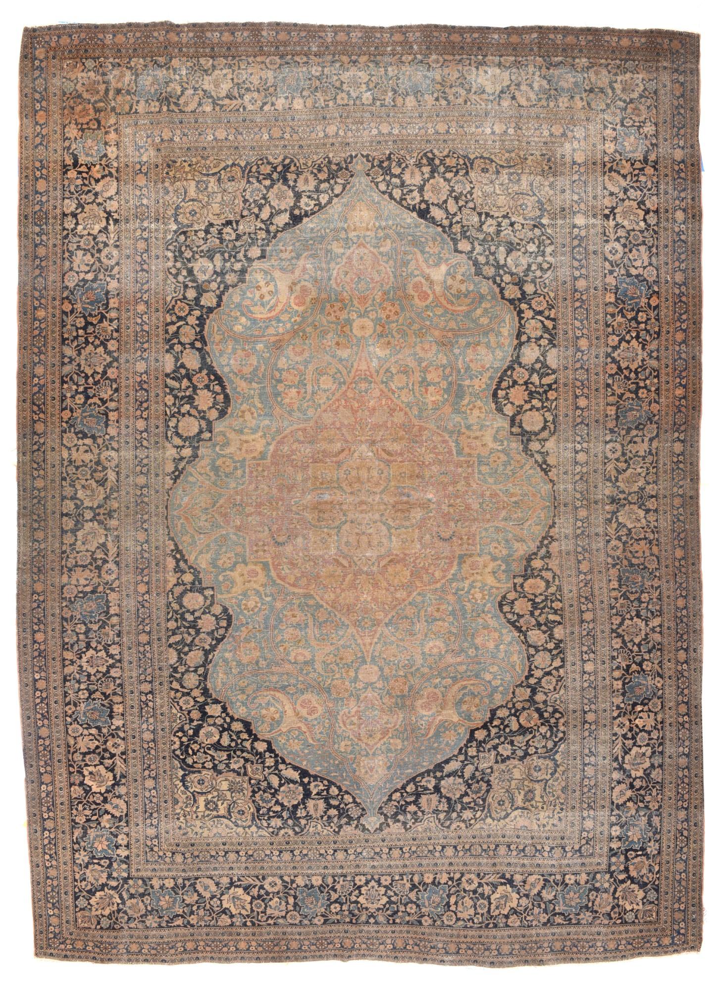 Antiker Mohtasham Kashan-Teppich 7'6'' x 10'9'' (Persisch) im Angebot