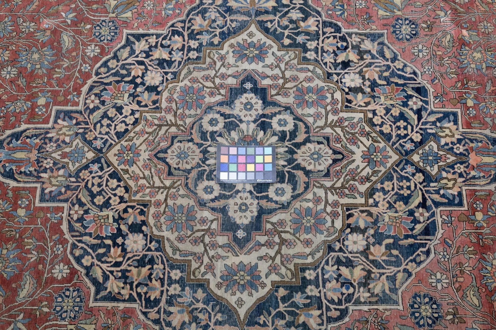 Antiker Mohtasham Kashan-Teppich 7'6'' x 11'2'' (Wolle) im Angebot